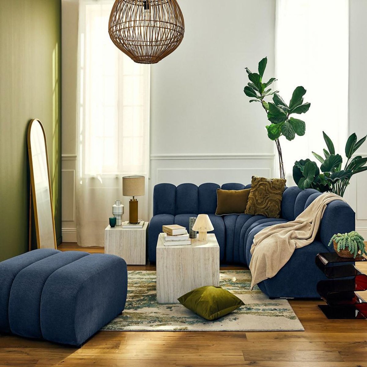 LISA DESIGN Debbie - canapé modulable d'angle réversible 4 places en tissu texturé