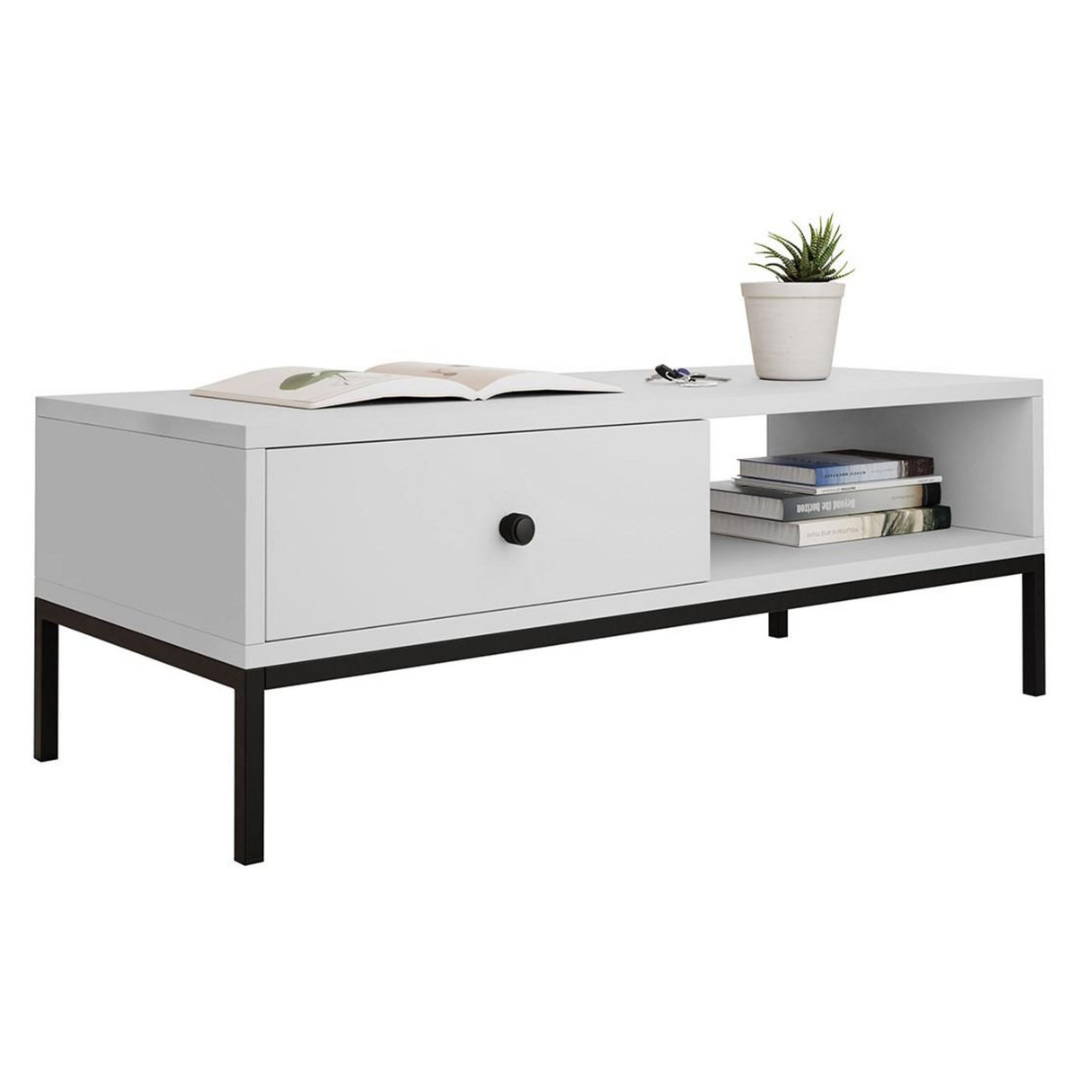 BEST MOBILIER Filipo - table basse - 1 tiroir et 1 niche - 90 cm