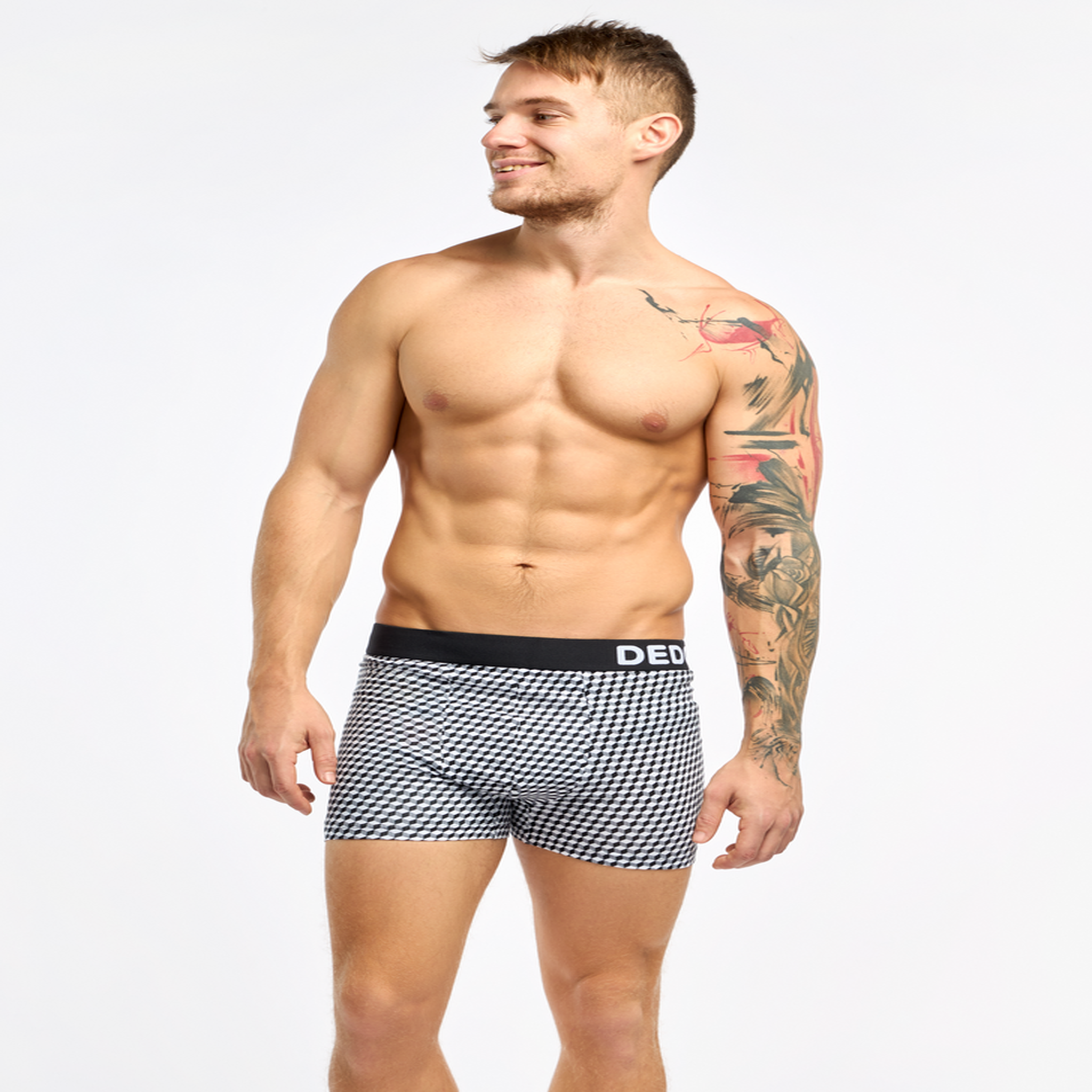 Voir la diapositive 2 : DEDOLES Boxer homme motif jacquard noir & blanc