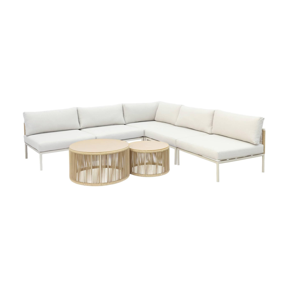 SWEEEK Salon de jardin modulable aluminium et cordes beige 5 places - Orial