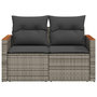 Voir la diapositive 4 : VIDAXL Canape de jardin 2 places avec coussins gris resine tressee
