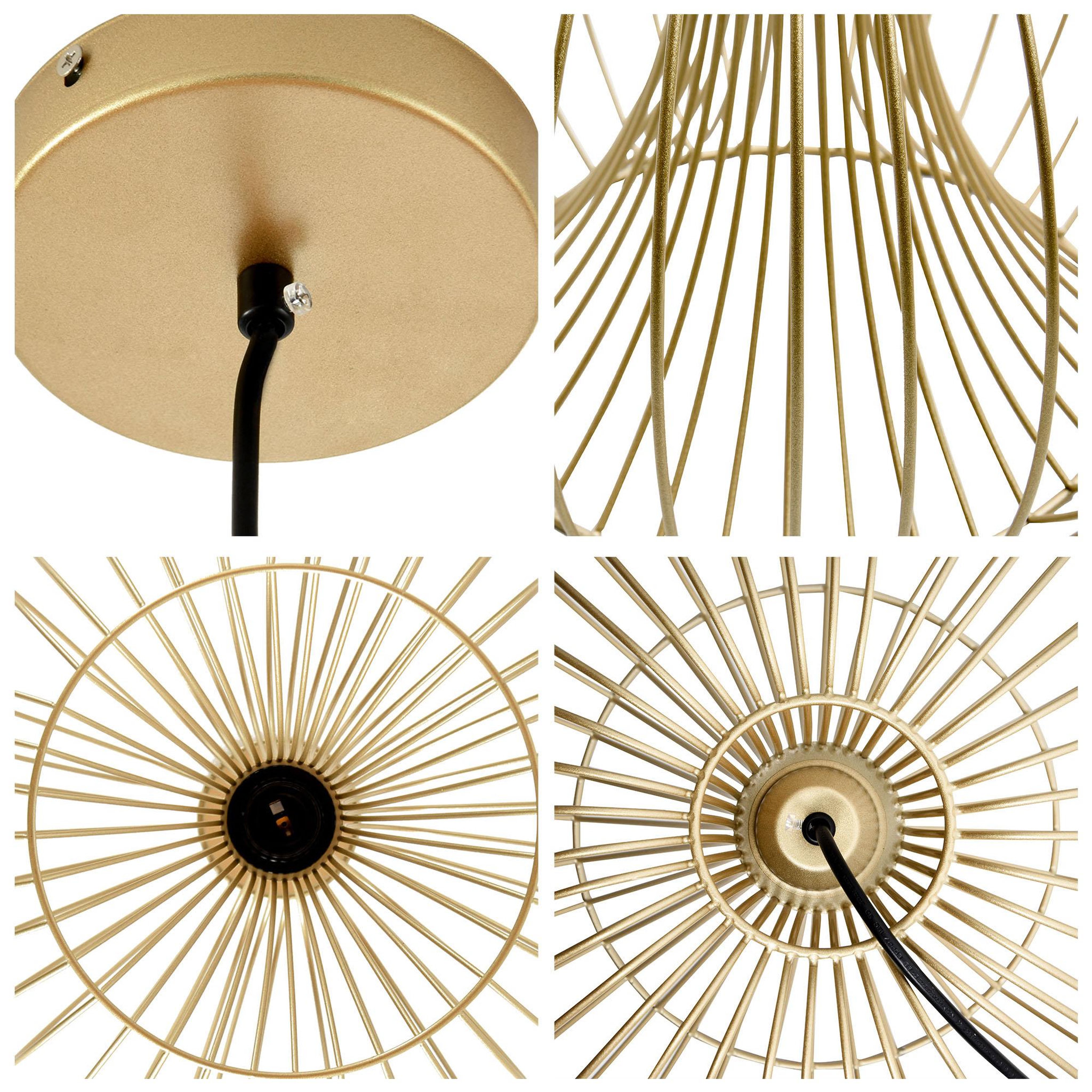 Voir la diapositive 4 : HOMCOM Lustre suspension design filaire dorée Ø 37 x 150 cm métal doré