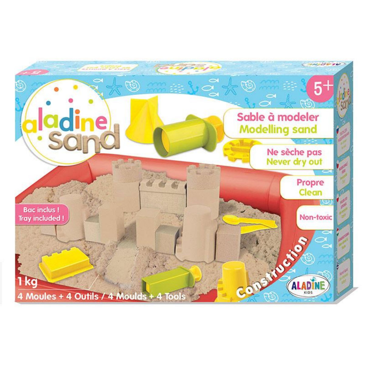 Aladine Coffret sable à modeler - Château de sable - 1 kg