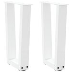 VIDAXL Pieds de table a manger forme de V 2 pcs blanc 28x(42-43,3) cm