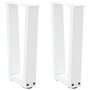 Voir la diapositive 1 : VIDAXL Pieds de table a manger forme de V 2 pcs blanc 28x(42-43,3) cm