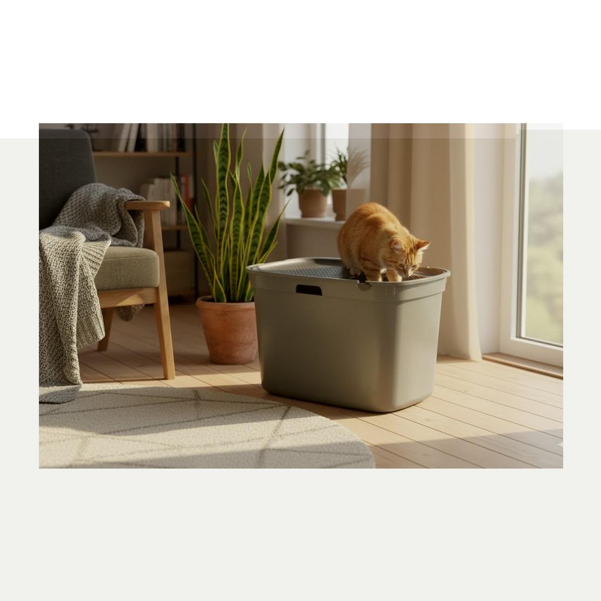 Voir la diapositive 3 : Eden Bac a litière pour chat entrée par le dessus kato