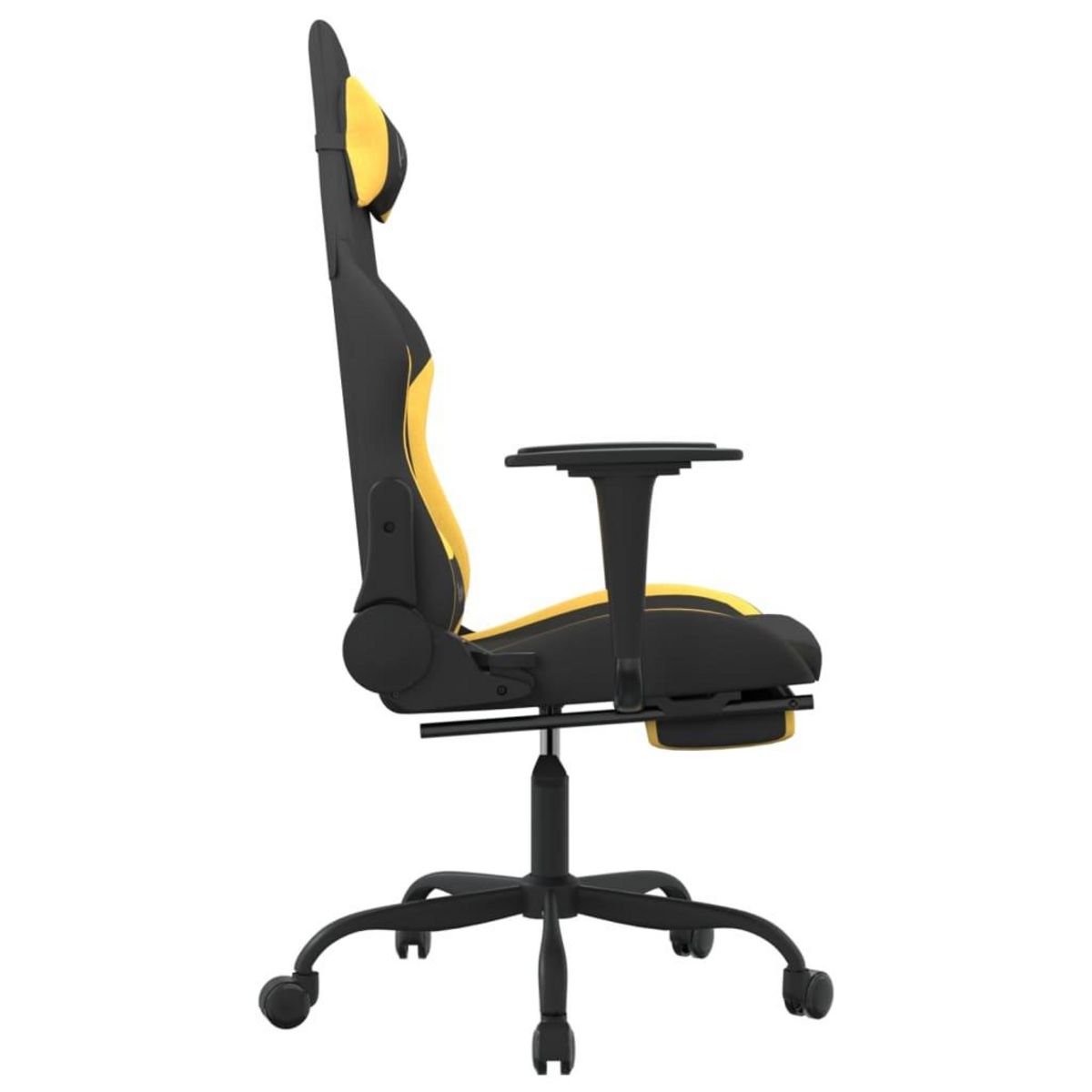 VIDAXL Chaise de jeu de massage avec repose-pied Noir et jaune Tissu