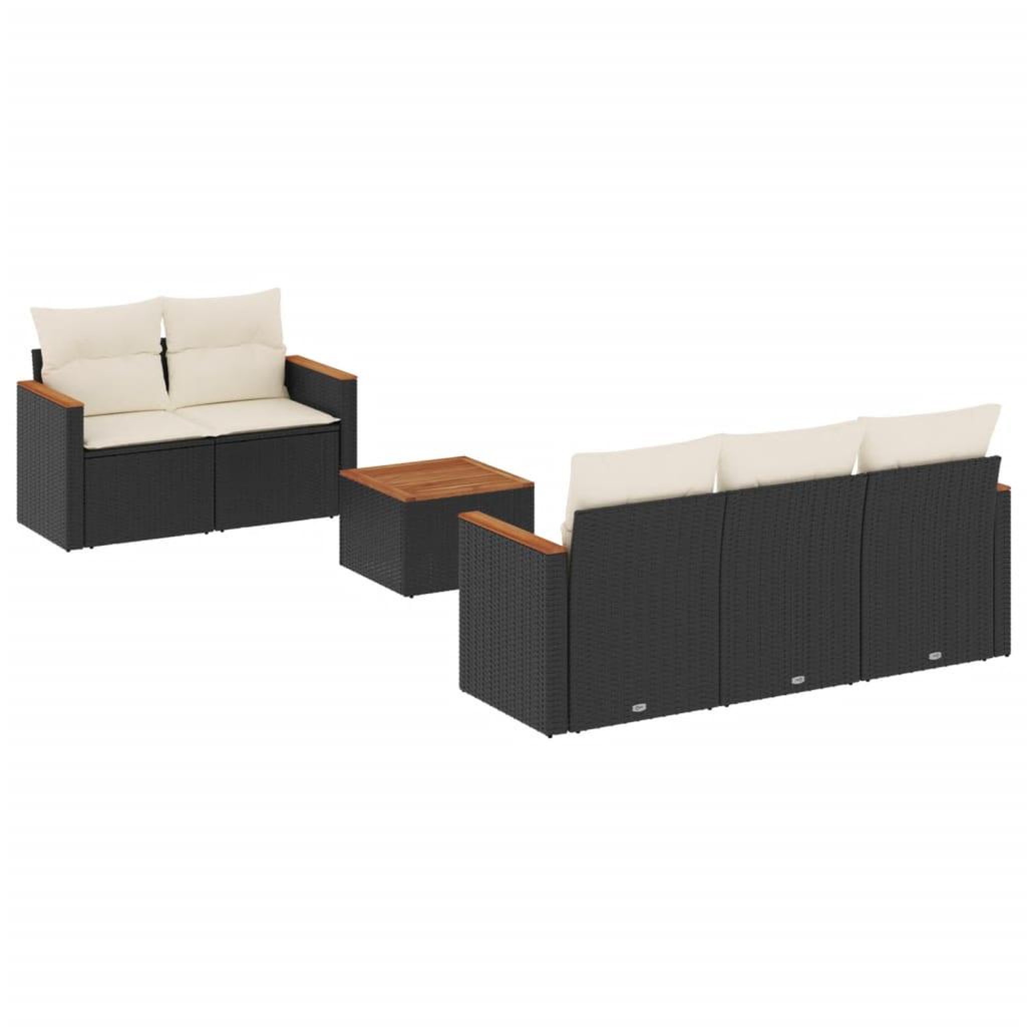 Voir la diapositive 2 : VIDAXL Salon de jardin 6 pcs avec coussins noir resine tressee