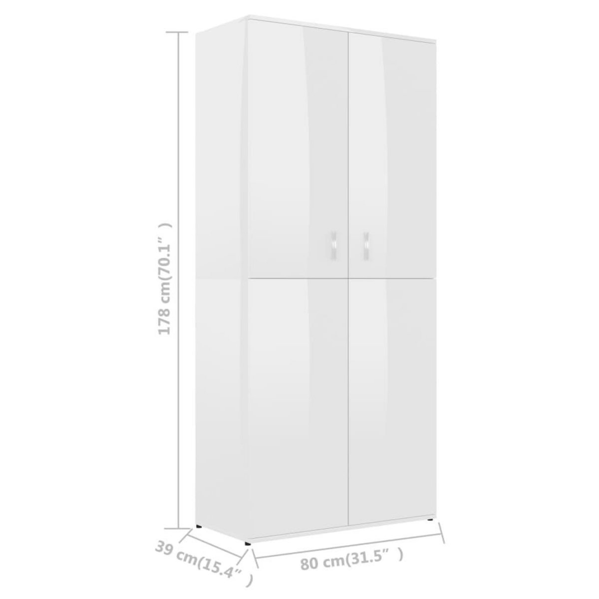 VIDAXL Armoire a chaussures Blanc brillant 80x39x178cm Bois ingenierie