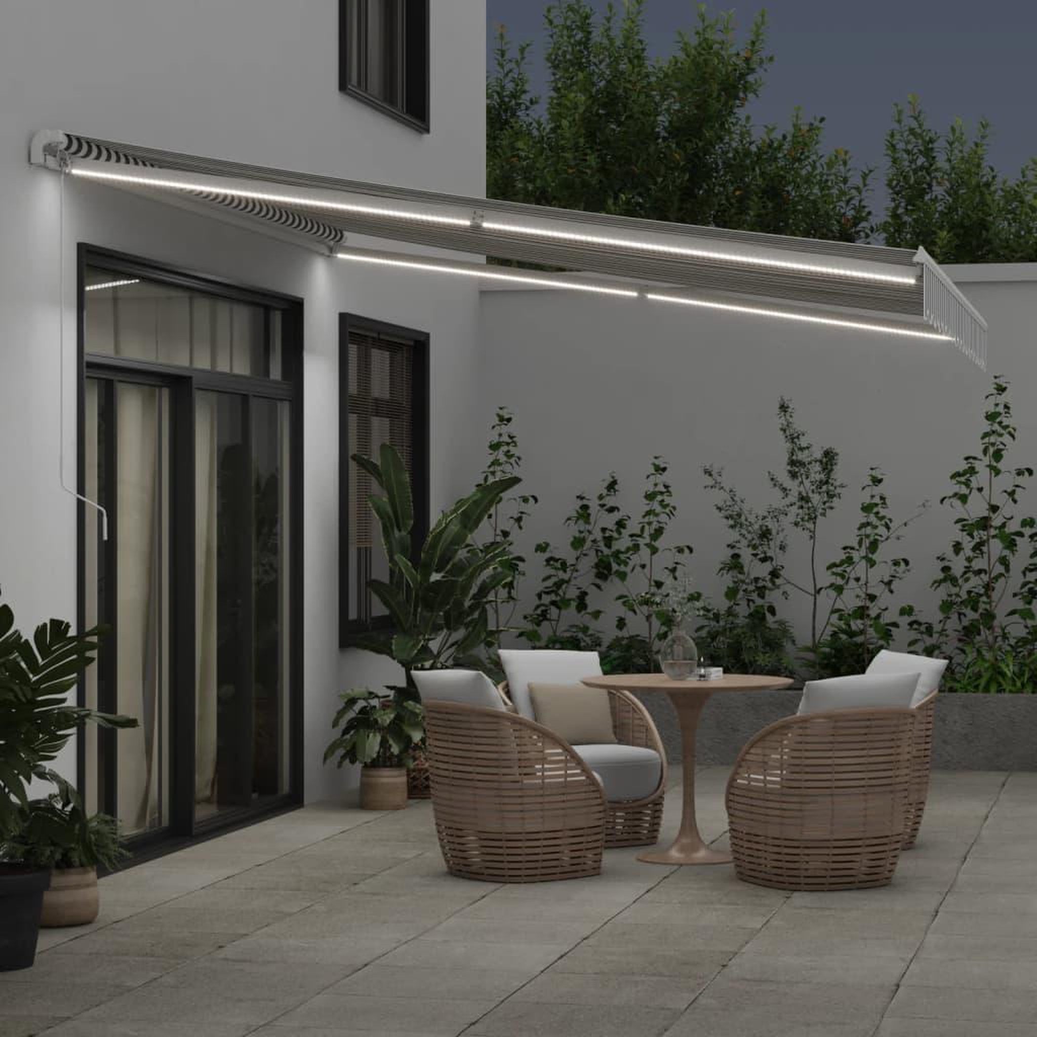 Voir la diapositive 3 : VIDAXL Auvent manuel retractable avec LED anthracite blanc 400x300 cm