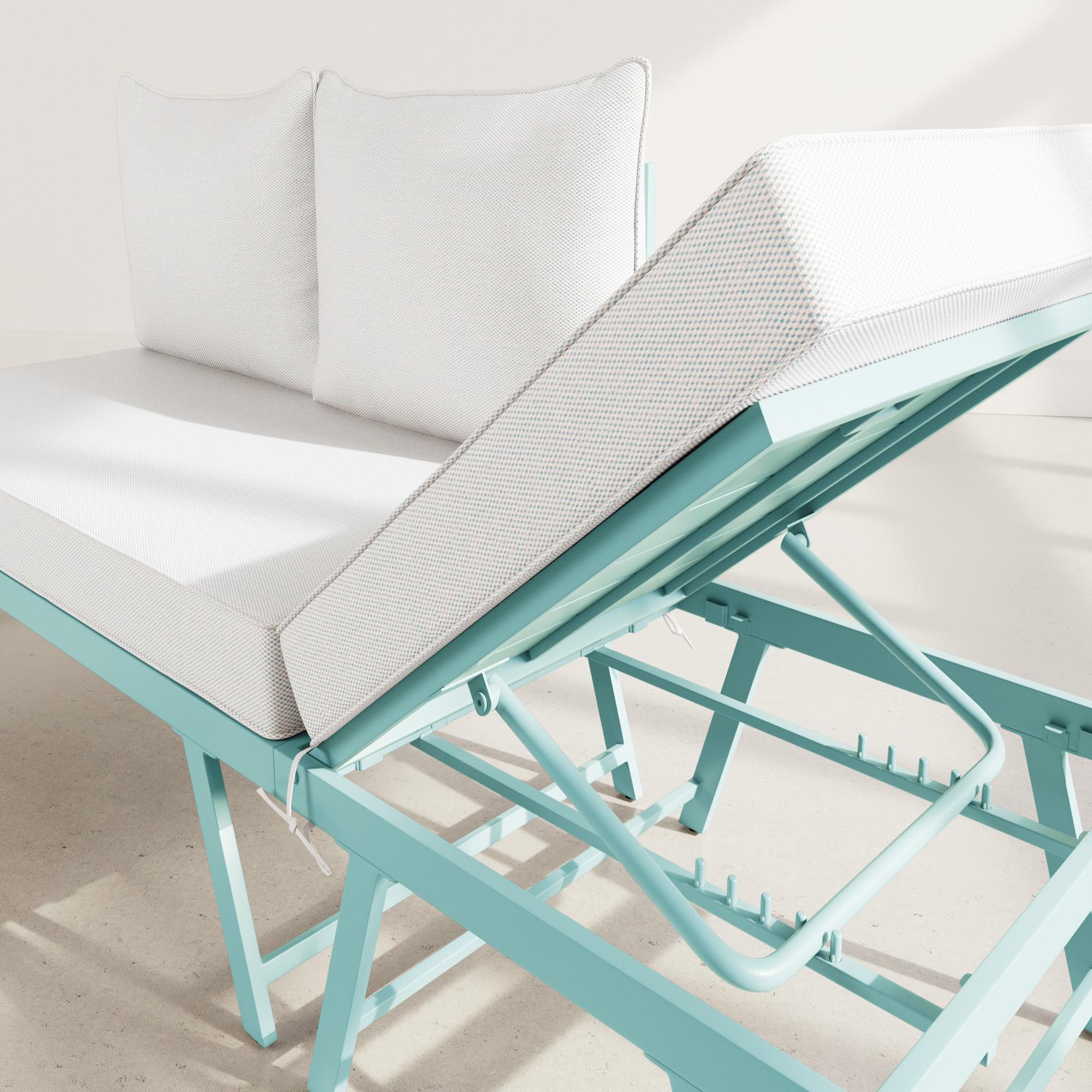 Voir la diapositive 6 : BEST MOBILIER Isadora - salon de jardin 3 places - modulable - vert avec coussins beiges