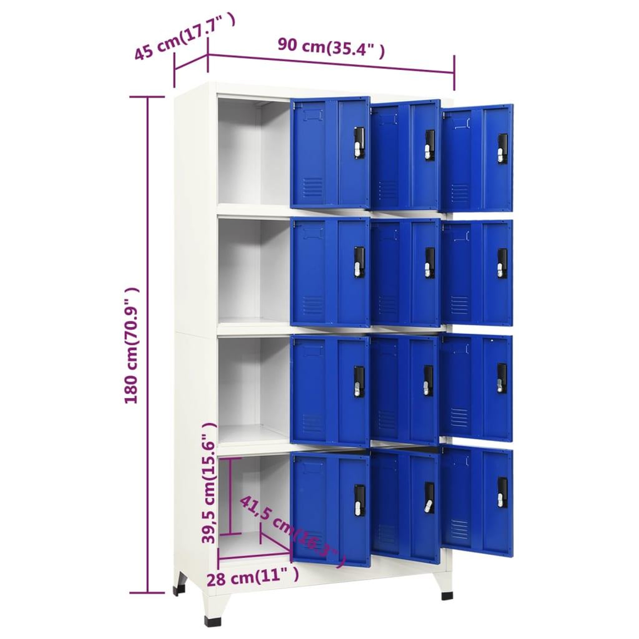 Voir la diapositive 6 : VIDAXL Armoire a casiers Gris et bleu 90x45x180 cm Acier