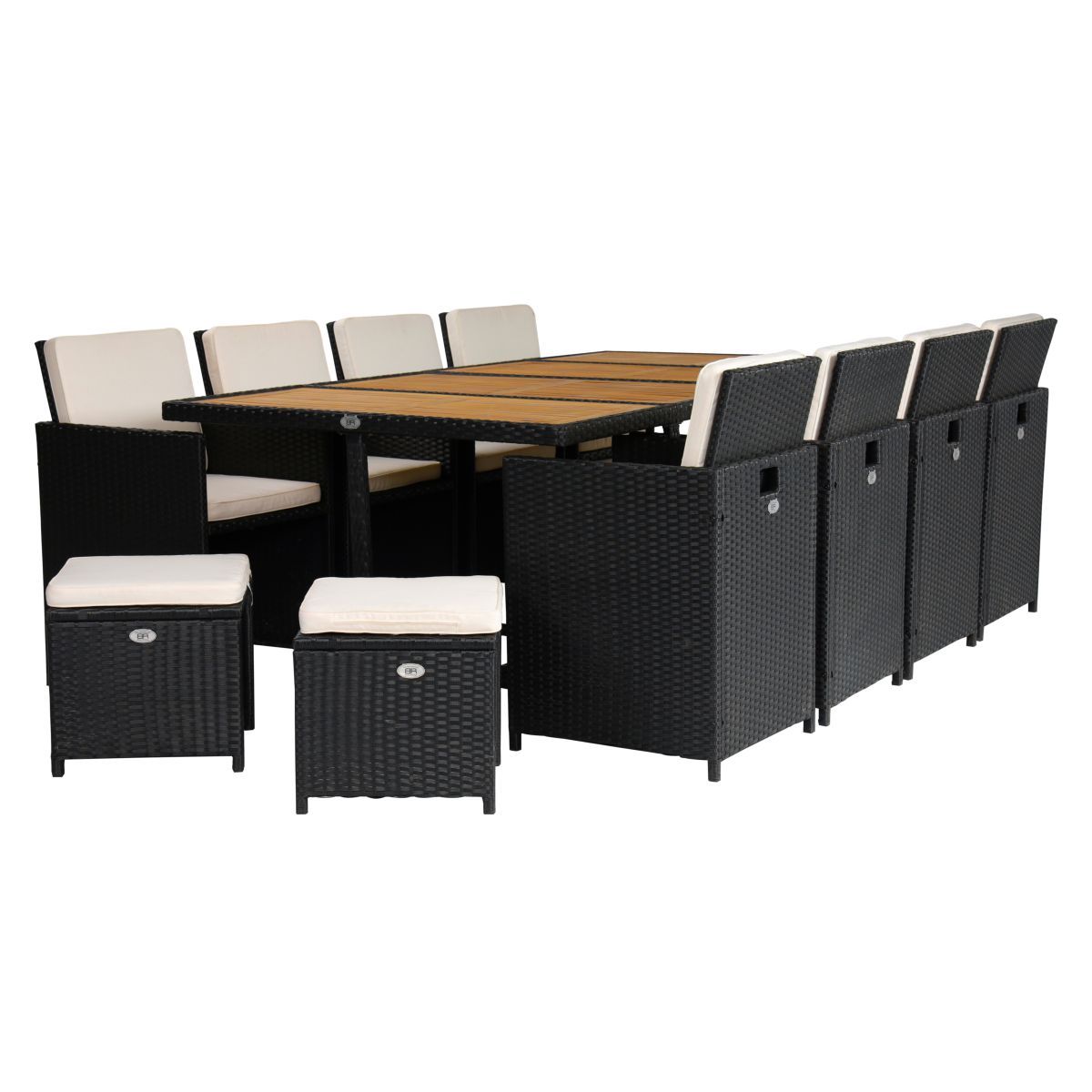 Beau rivage Salon de jardin en résine tressée noire 10/12 personnes BABYLON