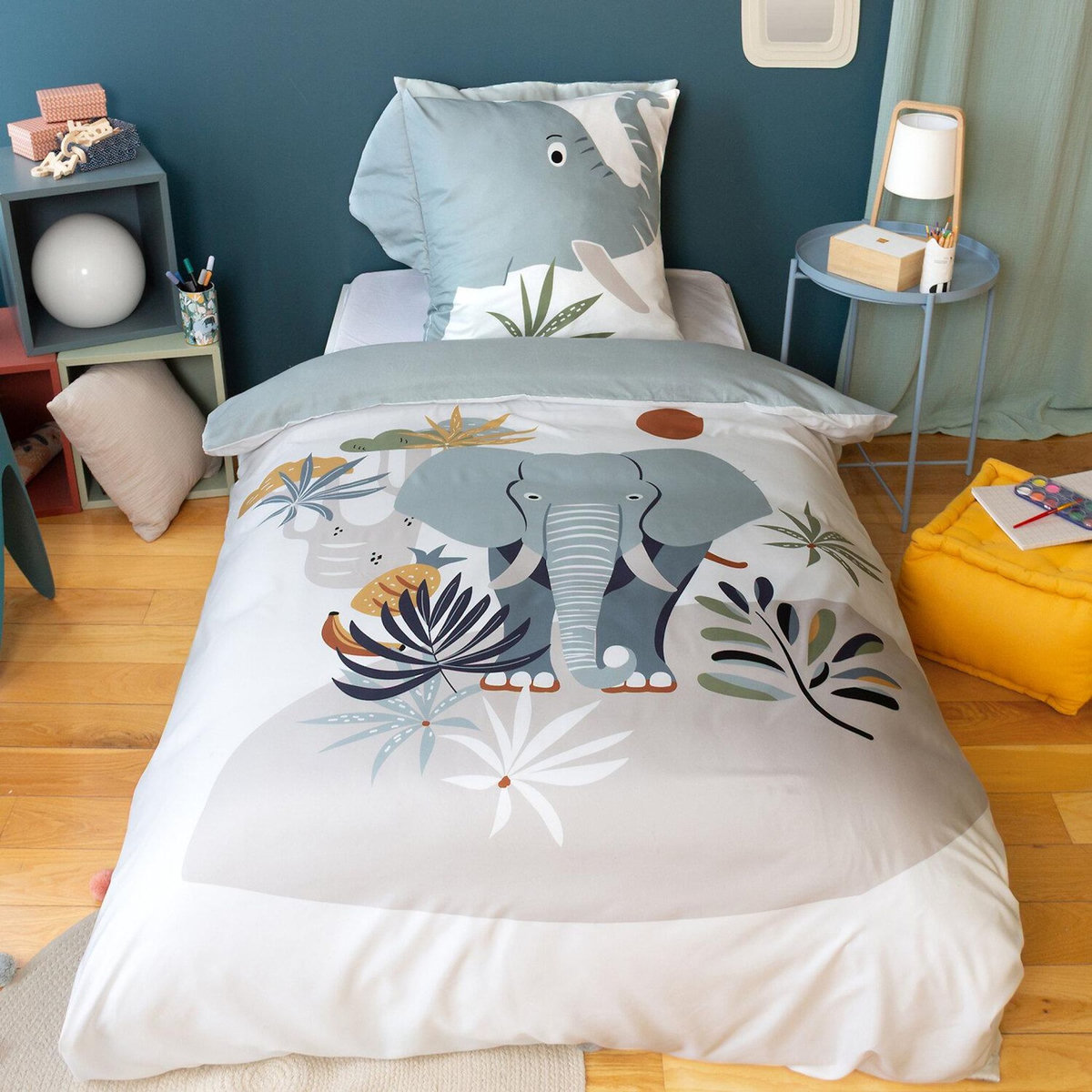 Home collection Parure housse de couette 100% microfibre 140x200 cm, eleph