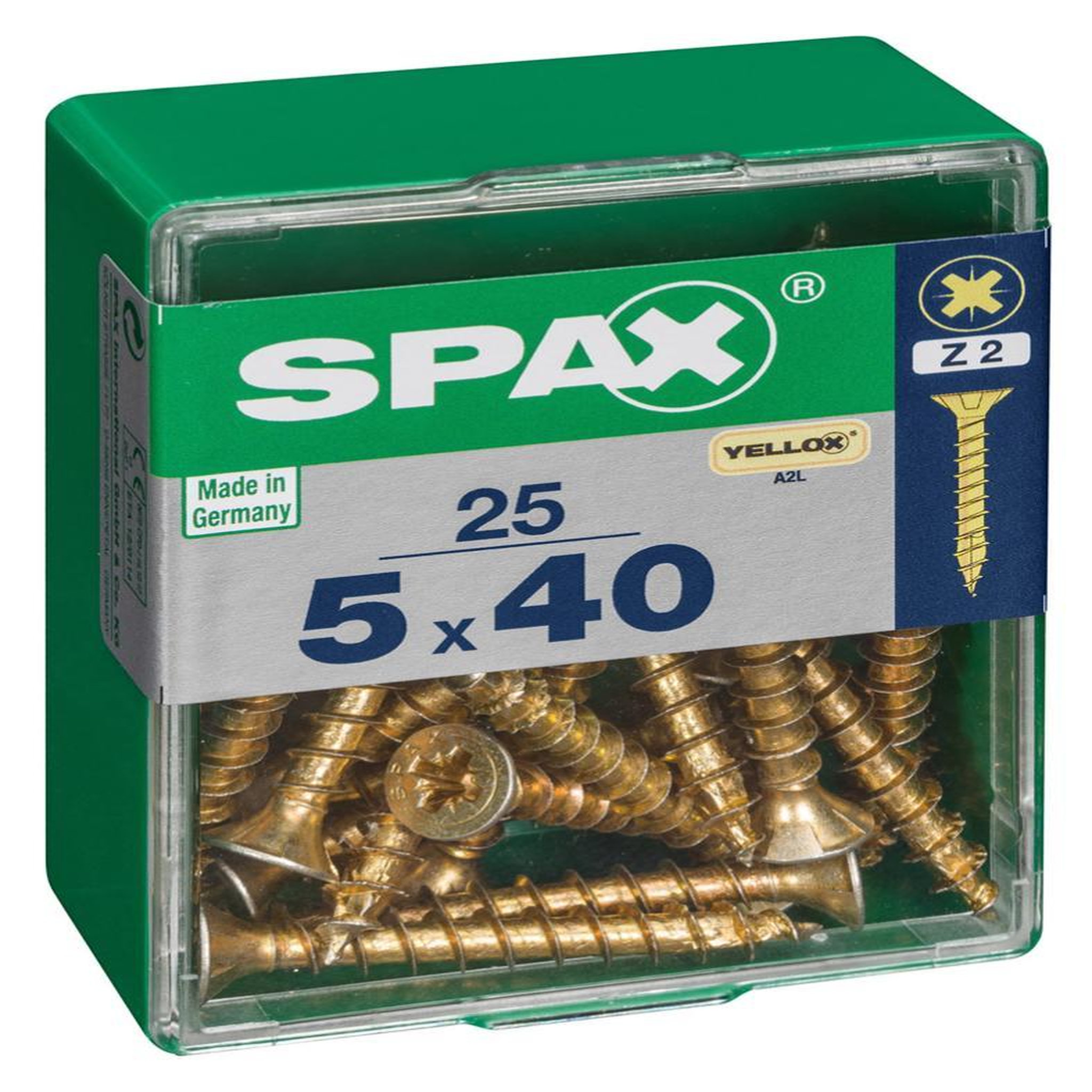 CENTRALE BRICO Lot de 25 vis acier tête fraisée pozidriv SPAX, Diam.5 mm x L.40 mm
