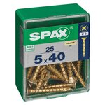 CENTRALE BRICO Lot de 25 vis acier tête fraisée pozidriv SPAX, Diam.5 mm x L.40 mm