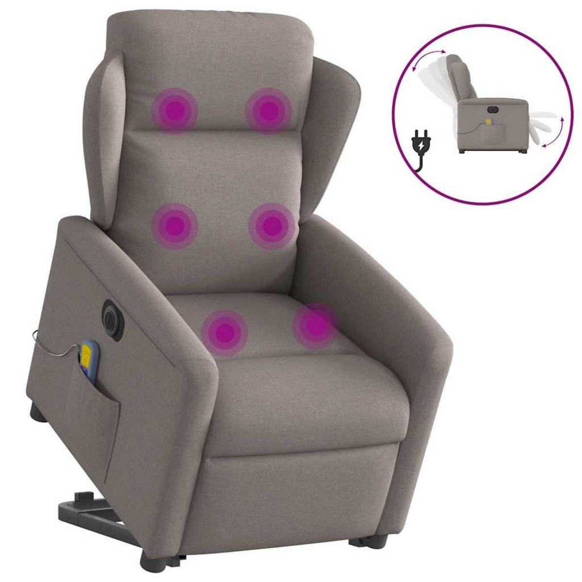 VIDAXL Fauteuil inclinable de massage electrique Taupe Tissu