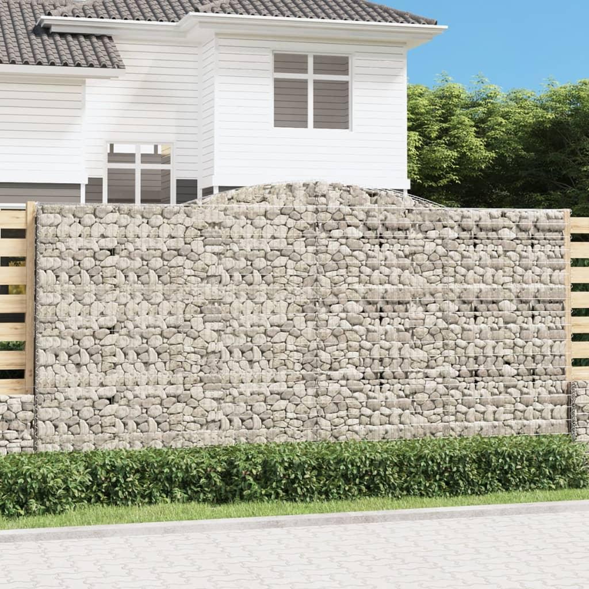 VIDAXL Paniers a gabions arques 8 pcs 400x50x200/220 cm Fer galvanise