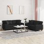 Voir la diapositive 1 : VIDAXL Ensemble de canapes 2 pcs avec coussins noir similicuir