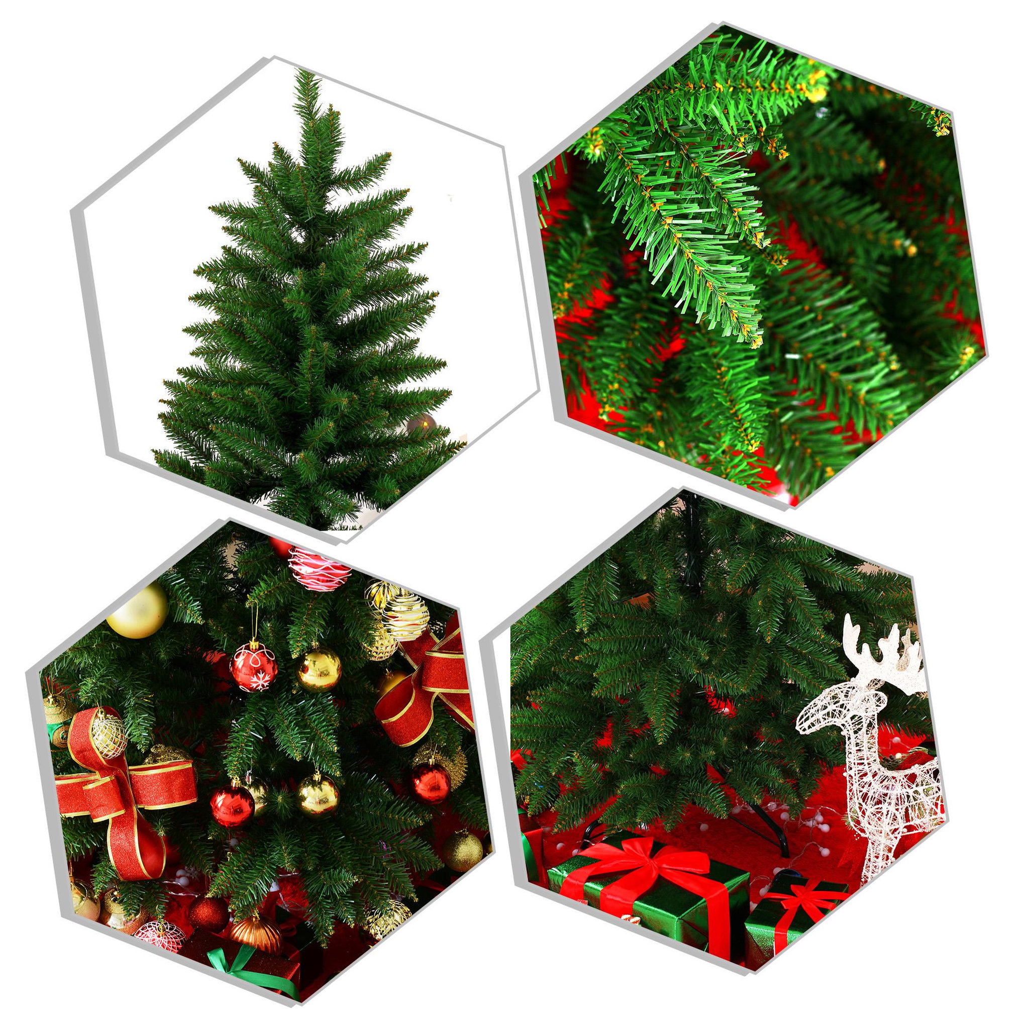 Voir la diapositive 4 : HOMCOM Sapin de noël artificiel ø 91 x 210h cm 865 branches épines imitation nordmann grand réalisme vert