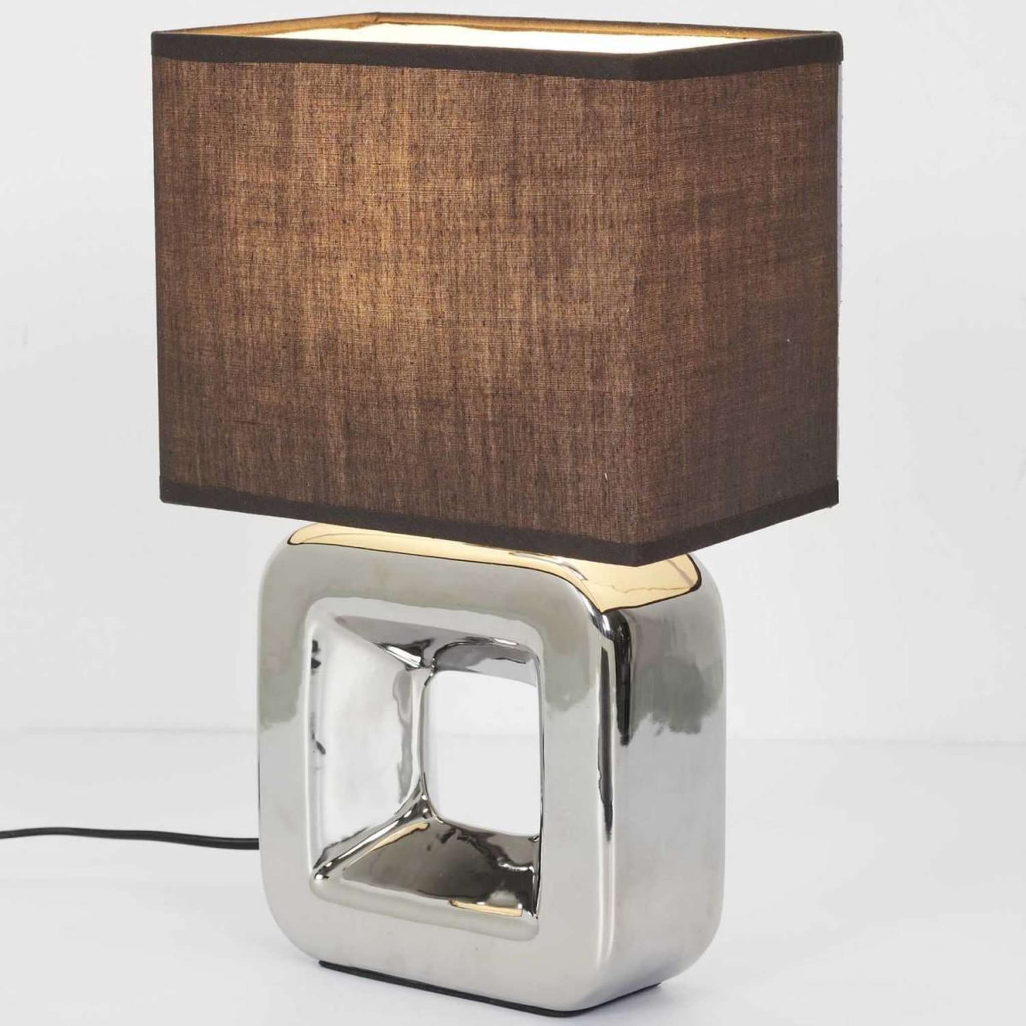Voir la diapositive 3 : The Home Deco Factory Lampe à poser en porcelaine  chromée  32cm argent