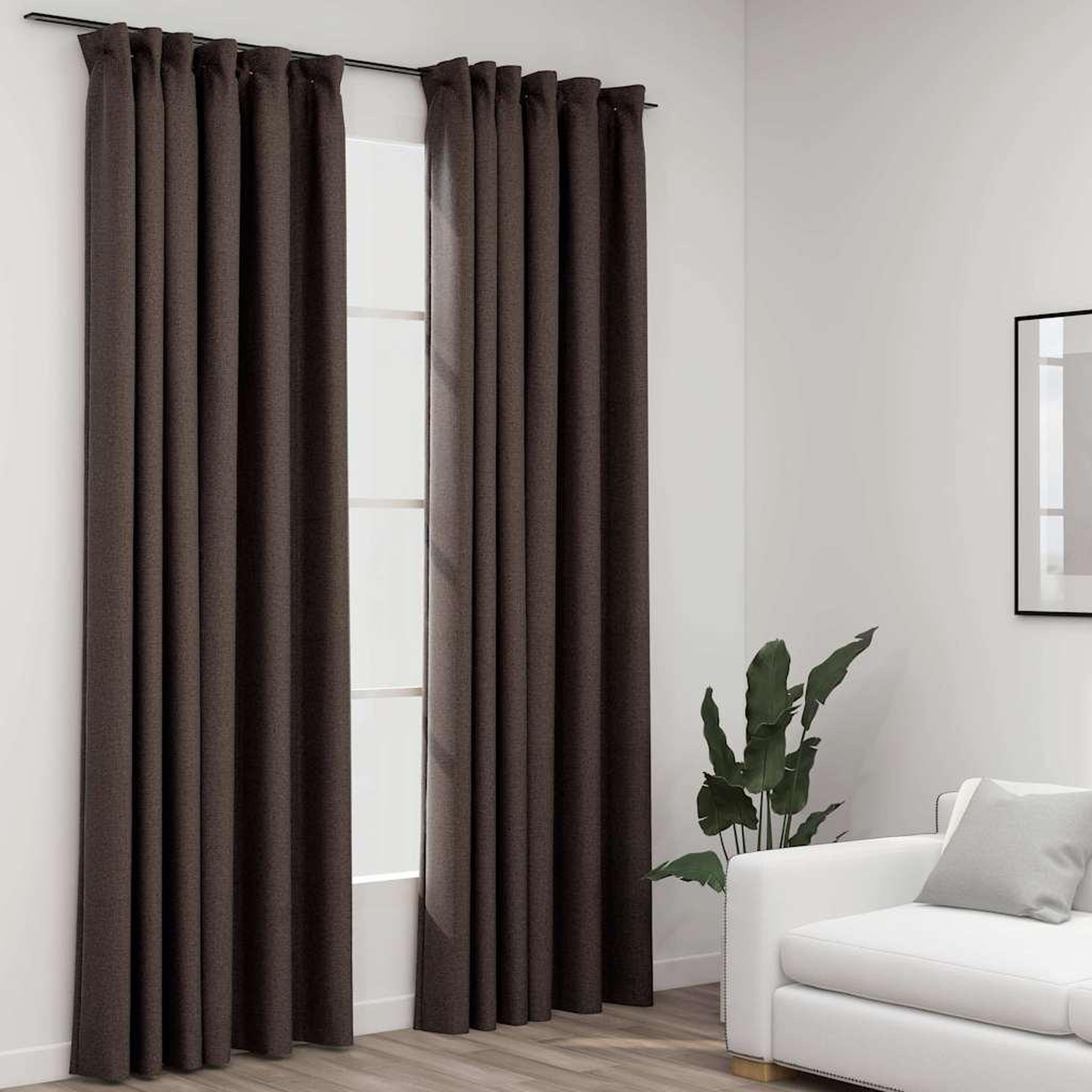VIDAXL Rideaux occultants aspect lin et crochets 2 pcs Taupe 140x245cm