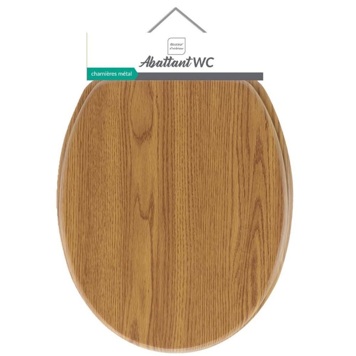 Douceur d'Intérieur Abattant WC MDF charnières métal effet bois Strata chêne