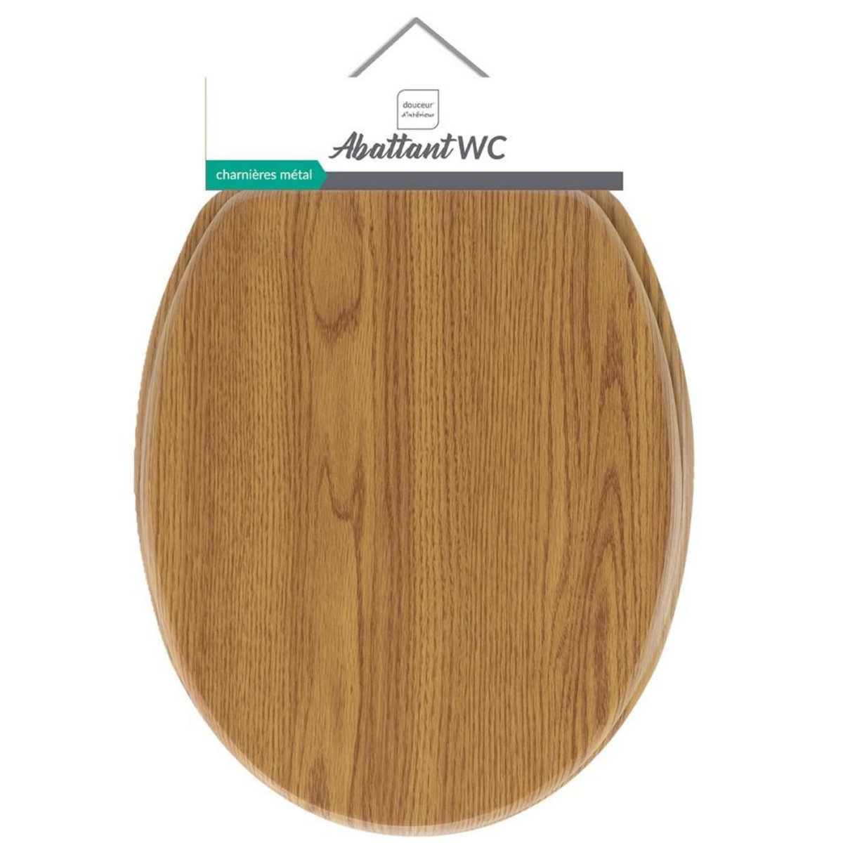 Douceur d'Intérieur Abattant WC MDF charnières métal effet bois Strata chêne