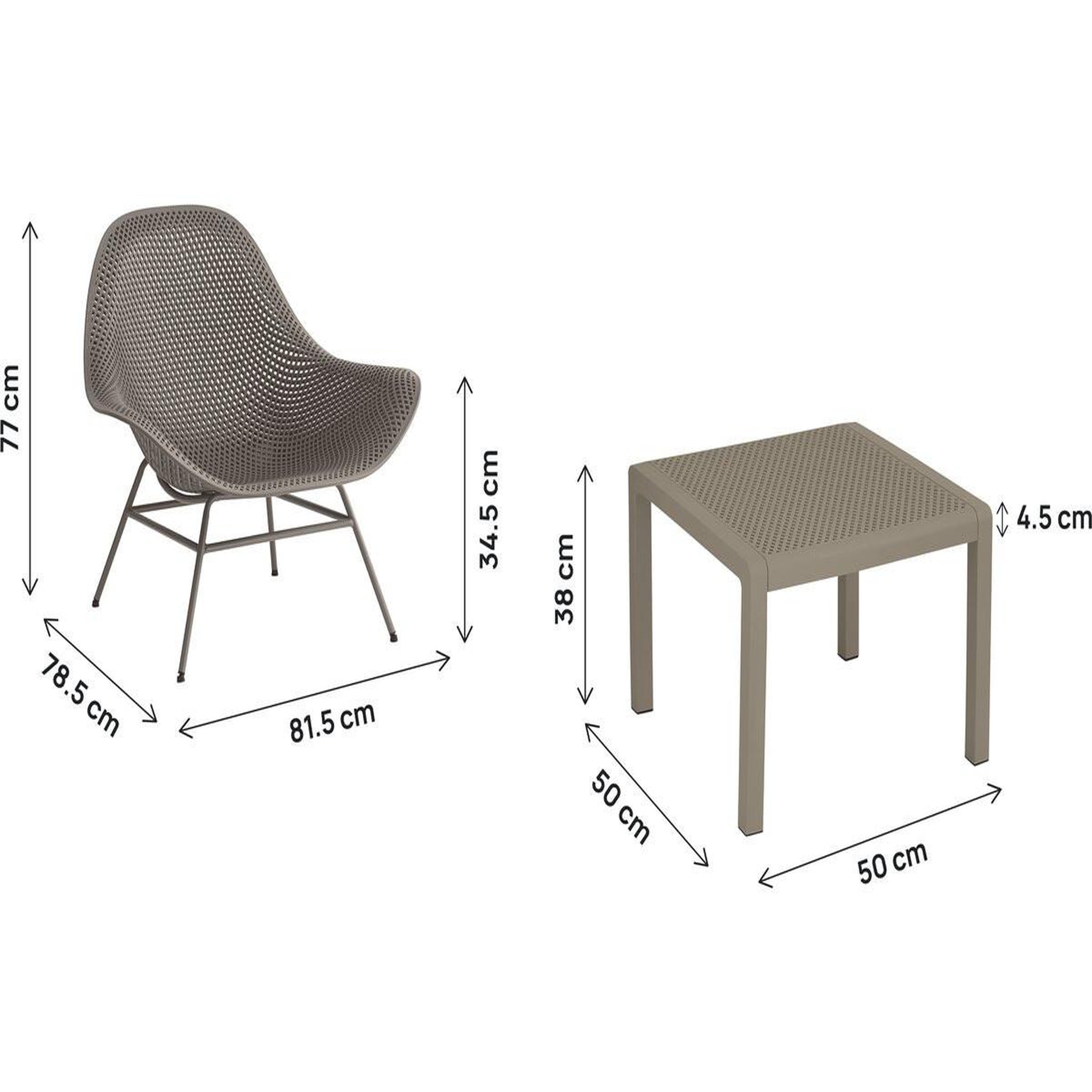 Voir la diapositive 3 : Habitat et Jardin Lot de 2 fauteuils de jardin avec table basse  soléna  - taupe
