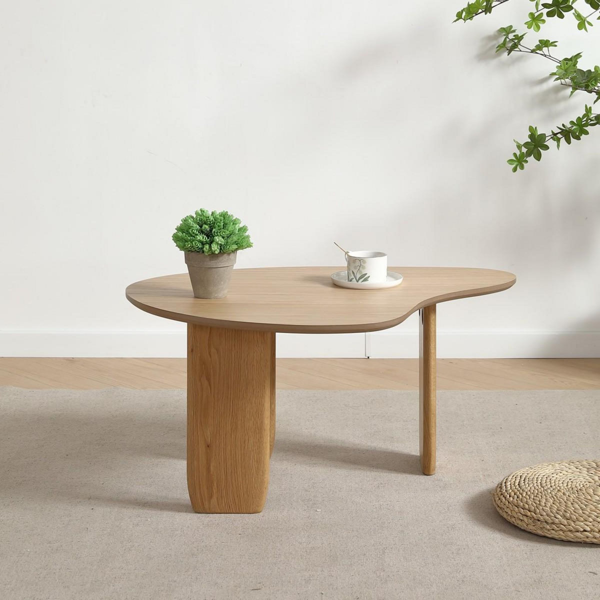 HOMIFAB Table basse organique en bois 100 cm - Aria