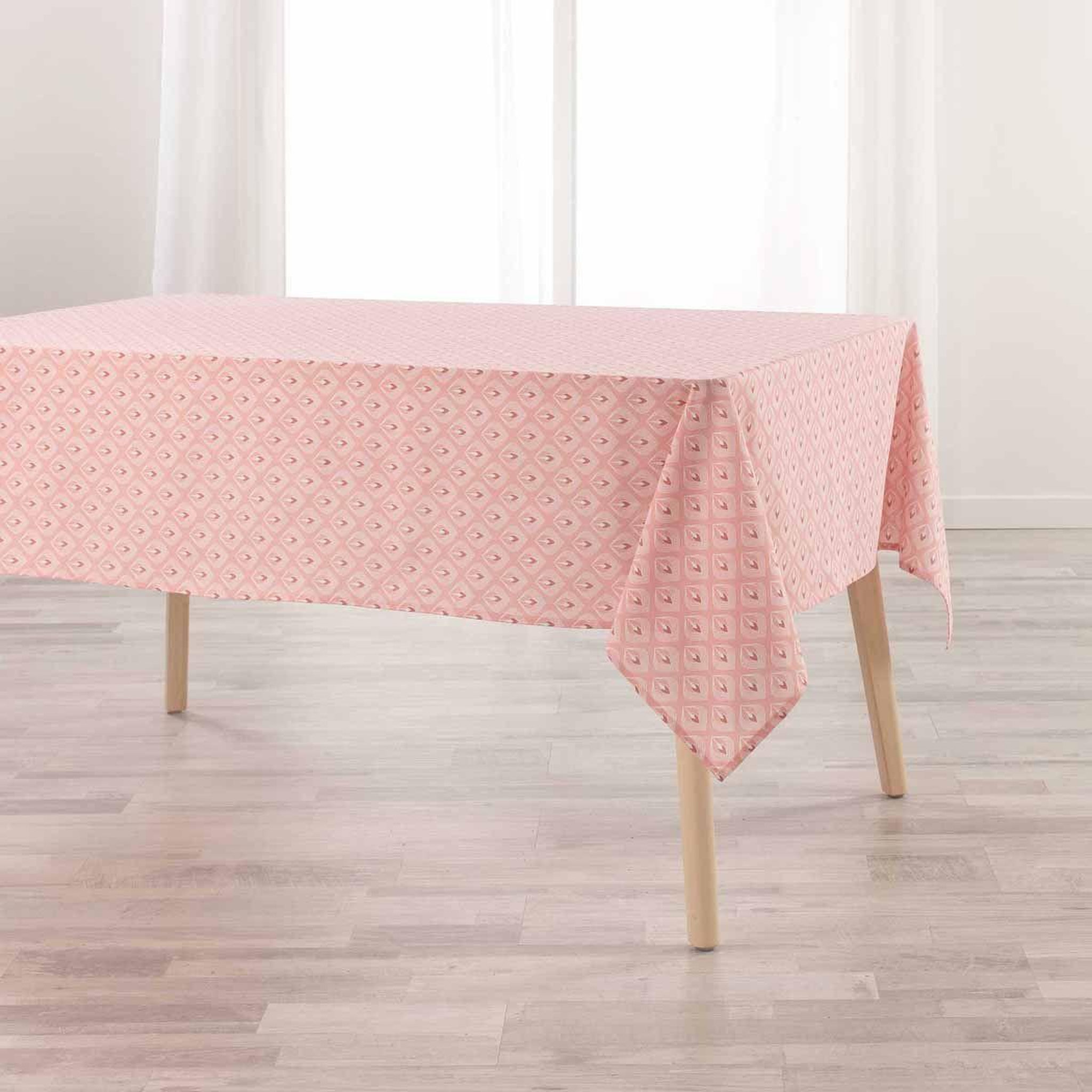 Douceur d'Intérieur Nappe imprimée en coton  fina  140x240cm rose