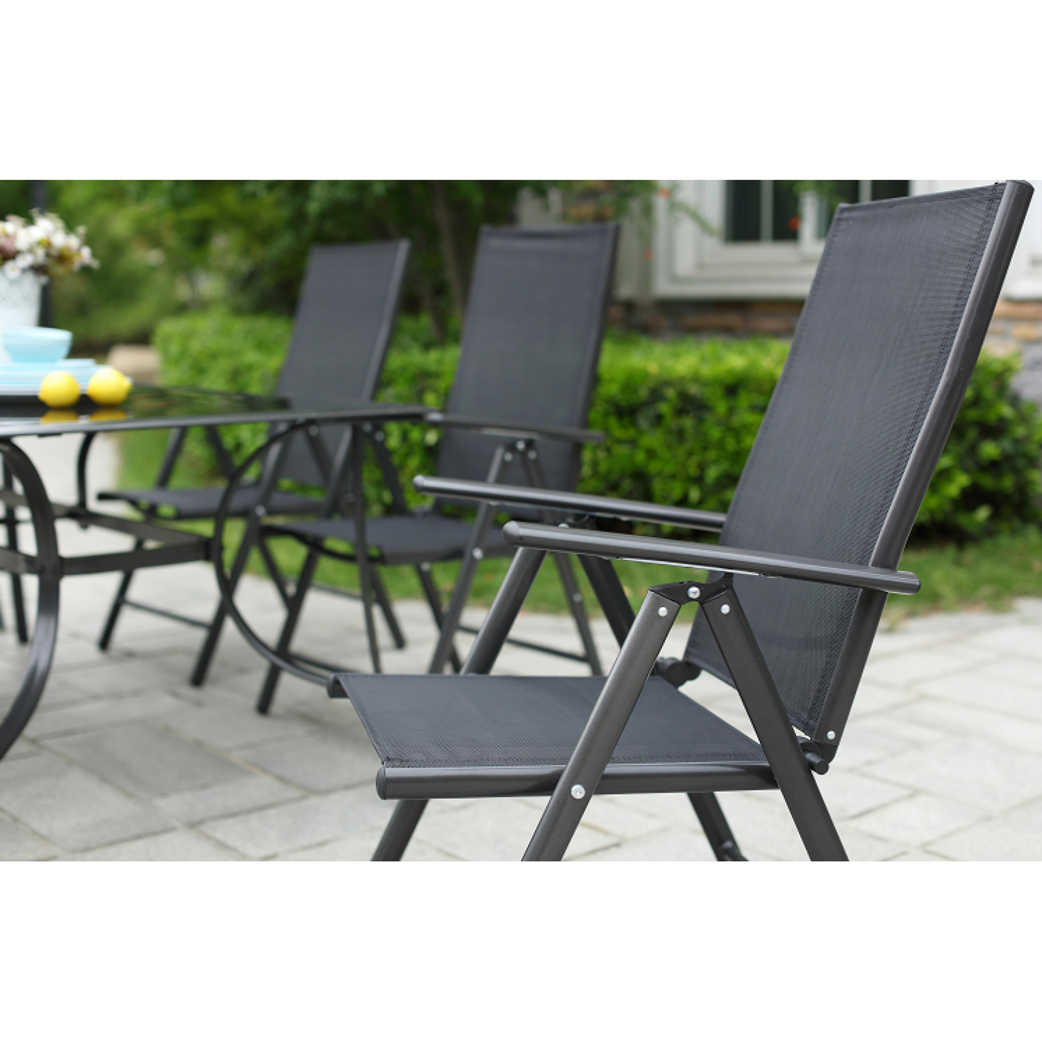 Voir la diapositive 3 : CONCEPT USINE Salon de Jardin Aluminium 8 fauteuils + Duo Transats Noir RIMINI