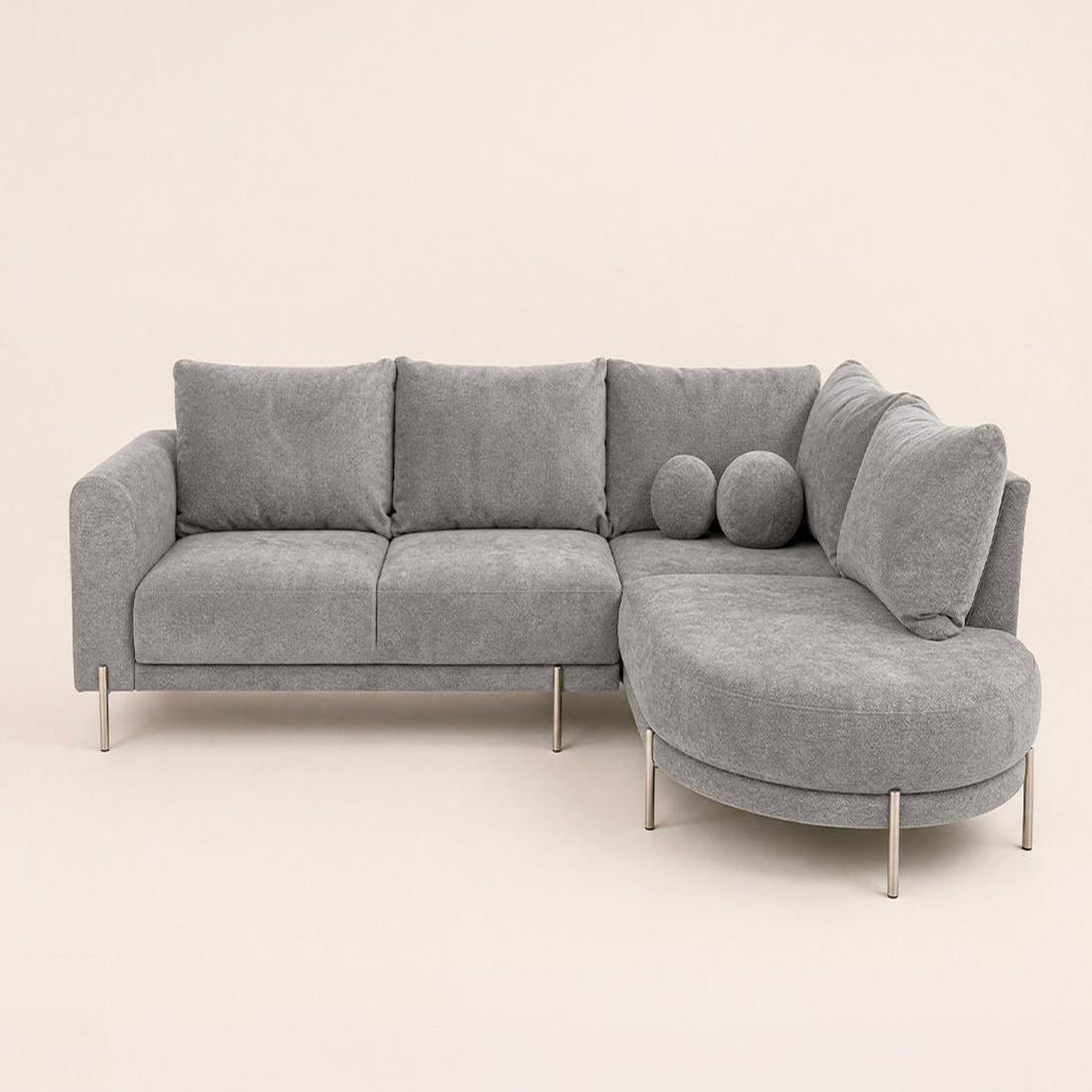 Voir la diapositive 6 : BEST MOBILIER Gabin - canapé d'angle droit 5 places en velours texturé