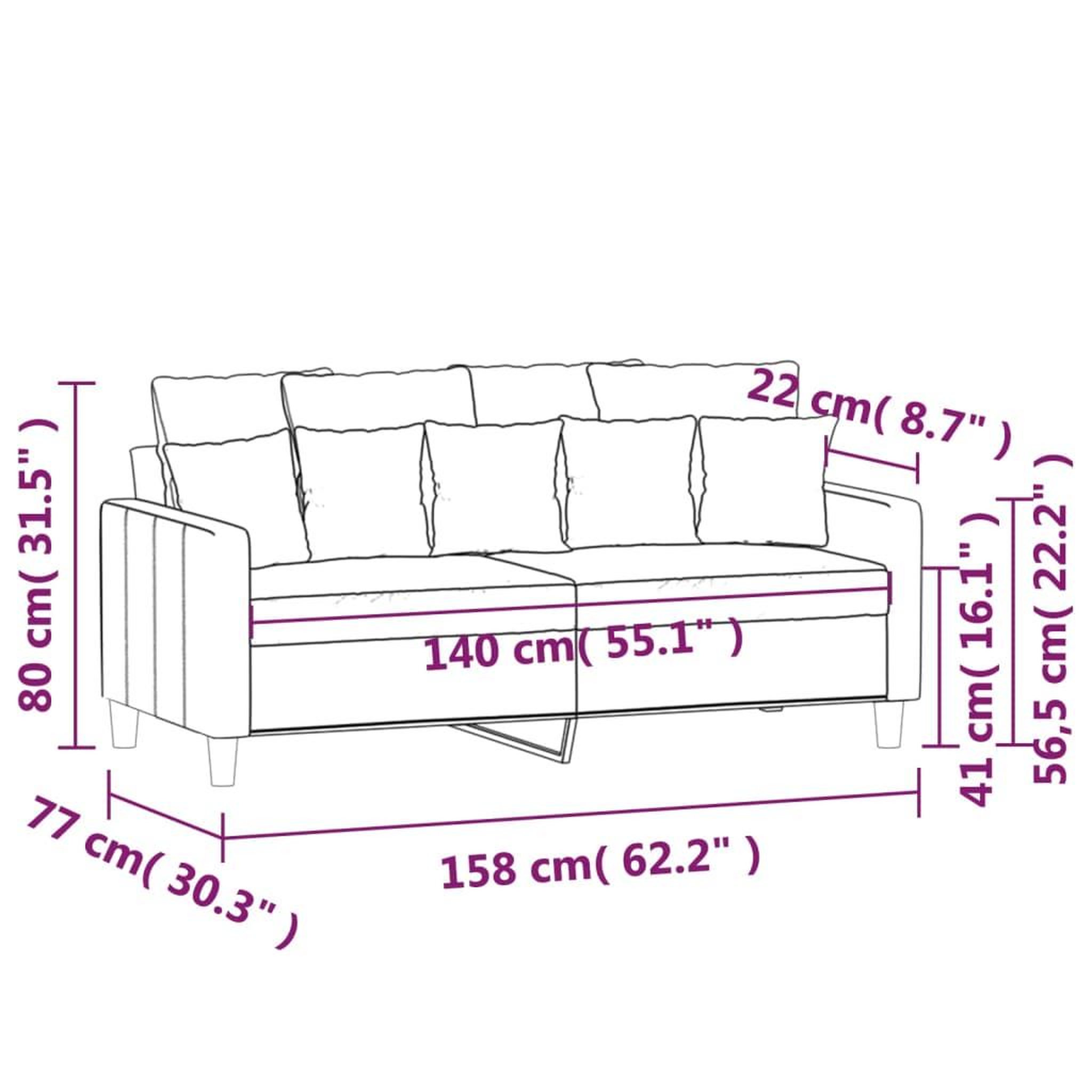Voir la diapositive 6 : VIDAXL Canape a 2 places Noir 140 cm Velours