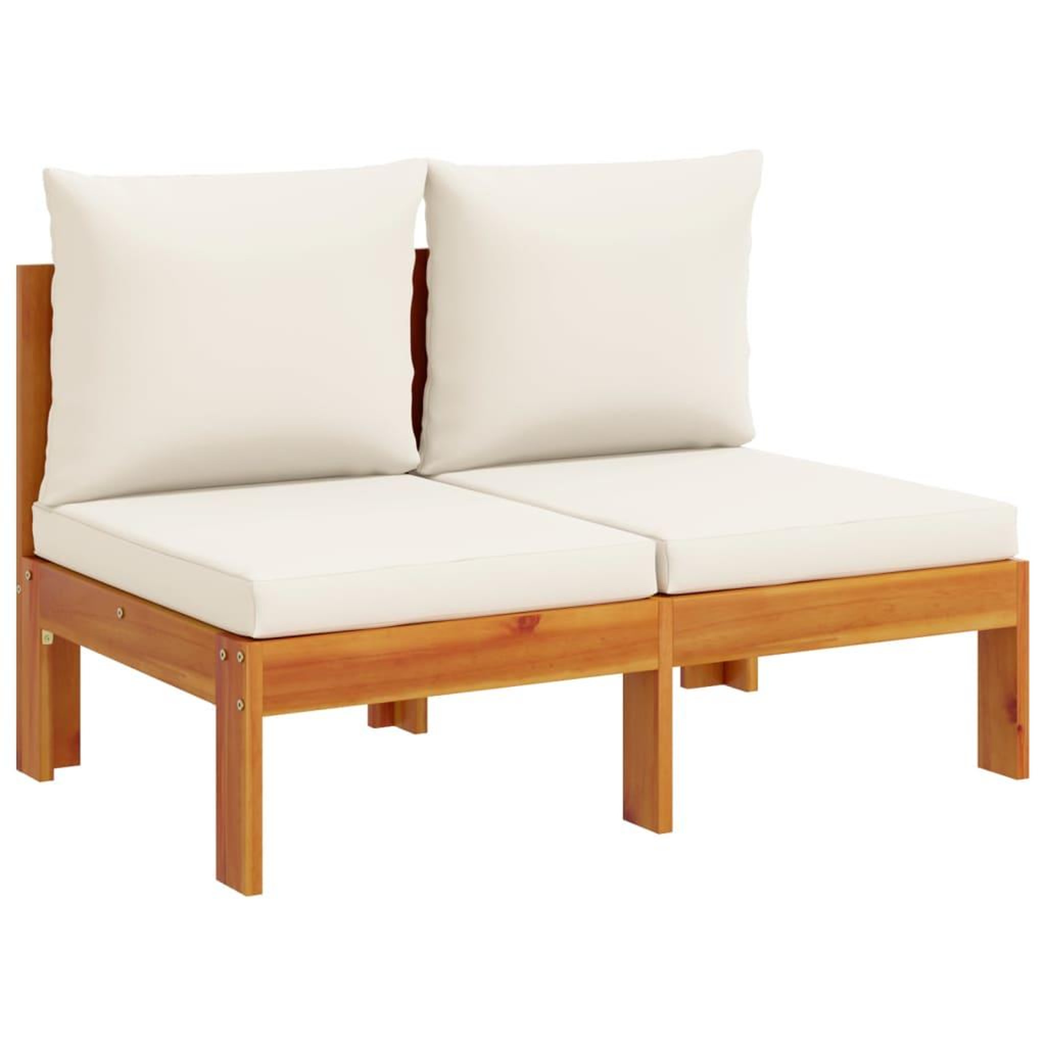 Voir la diapositive 2 : VIDAXL Canape de jardin sans accoudoirs coussins 2 places bois acacia