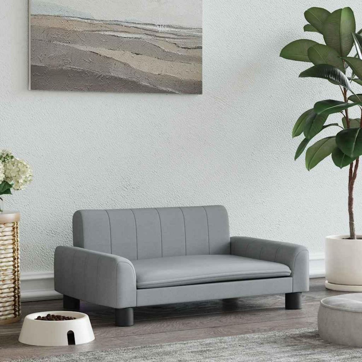 VIDAXL Lit pour chien gris clair 70x45x30 cm tissu