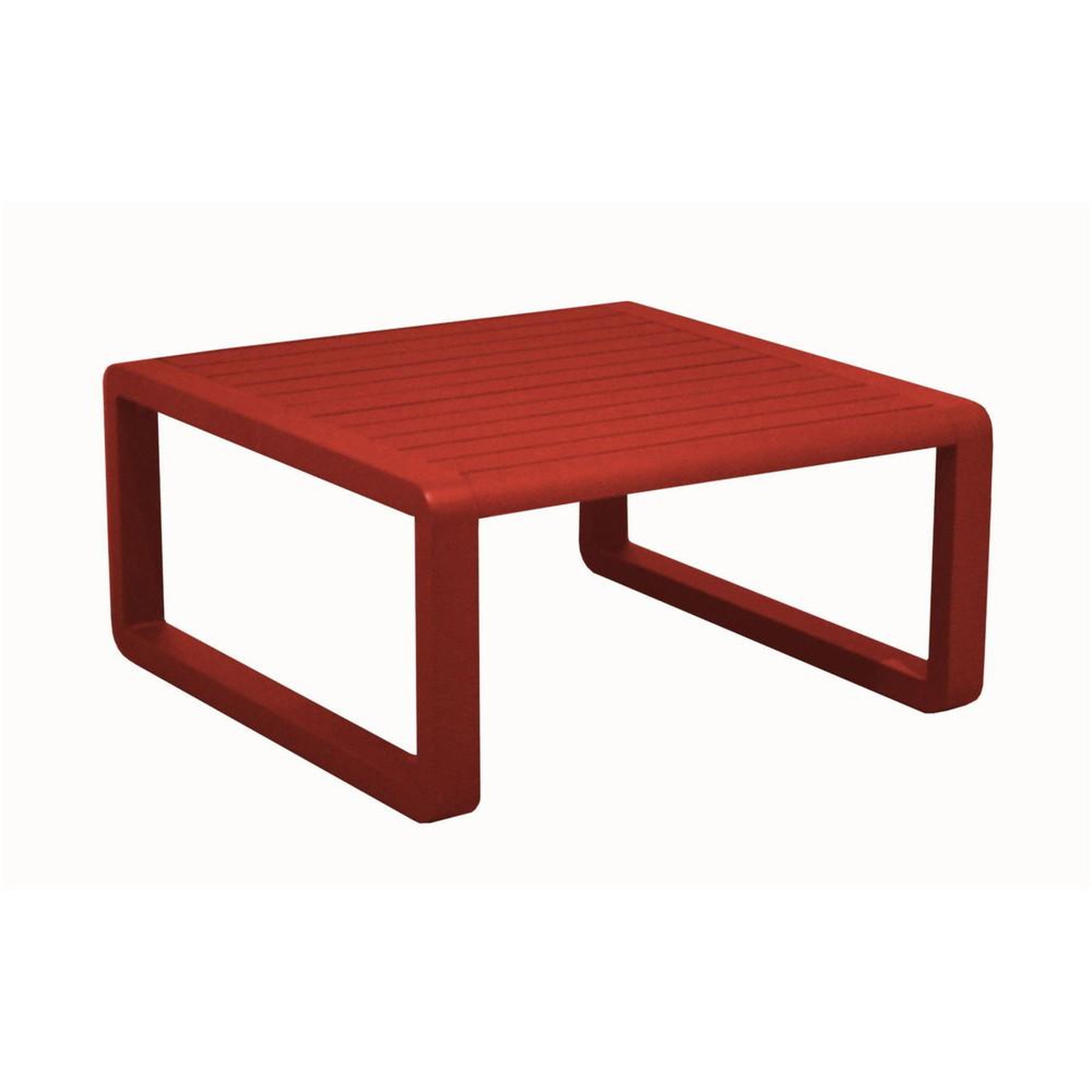 Proloisirs Table basse de jardin Tonio rouge - Aluminium - 80 x 80 cm - Plateau à latte