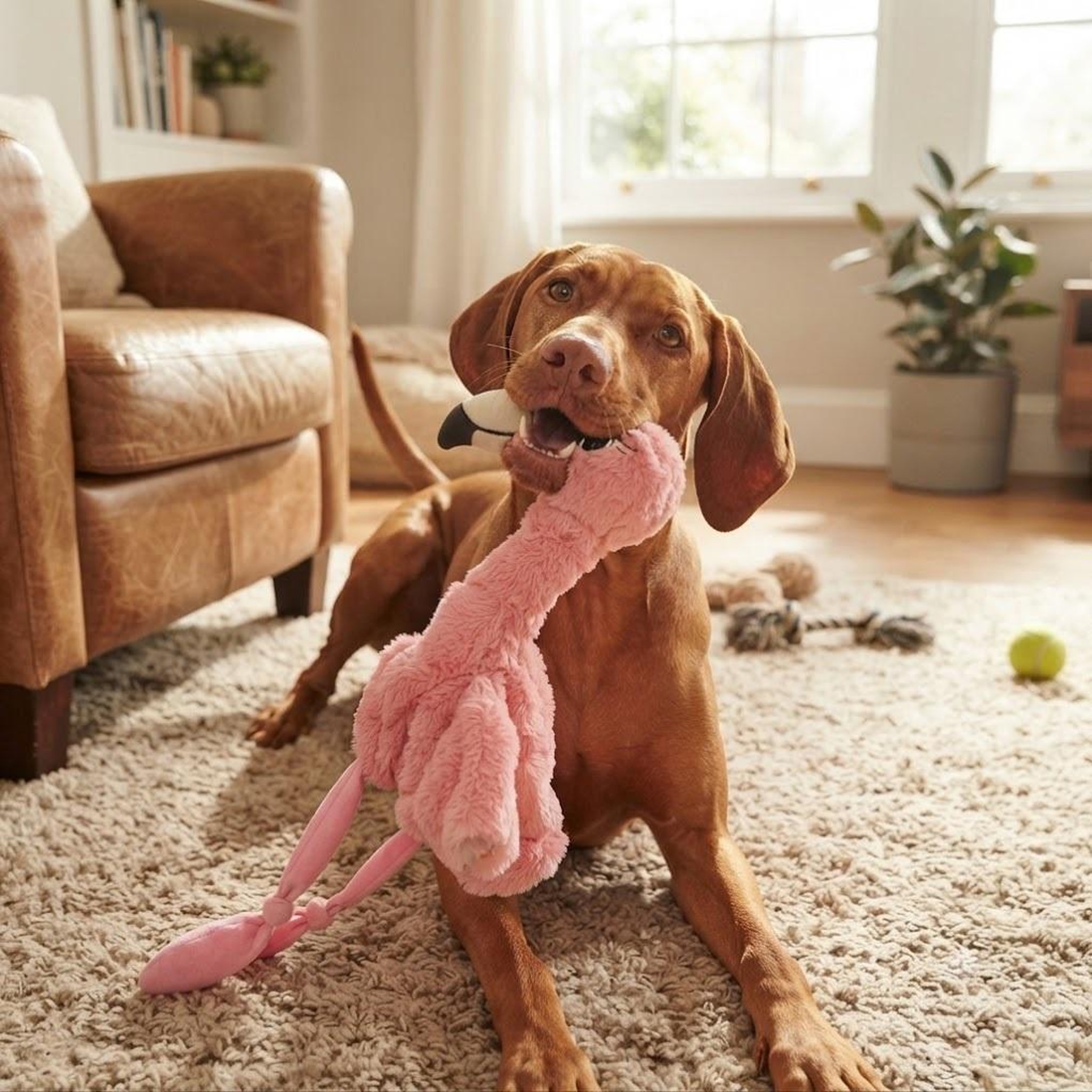 Voir la diapositive 2 : Eden Peluche flamant rose grand yeux pour chien