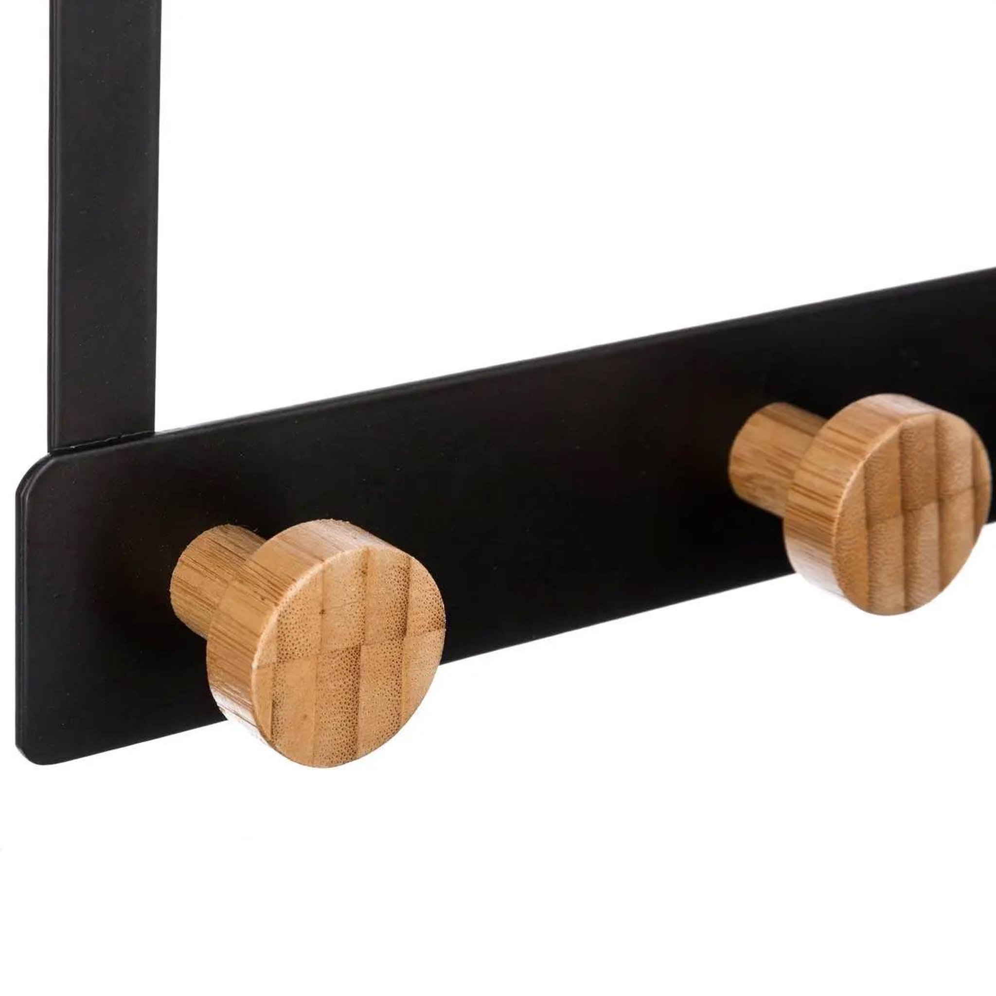 Voir la diapositive 2 : FIVE Patère en métal & bambou  5 têtes  20cm noir