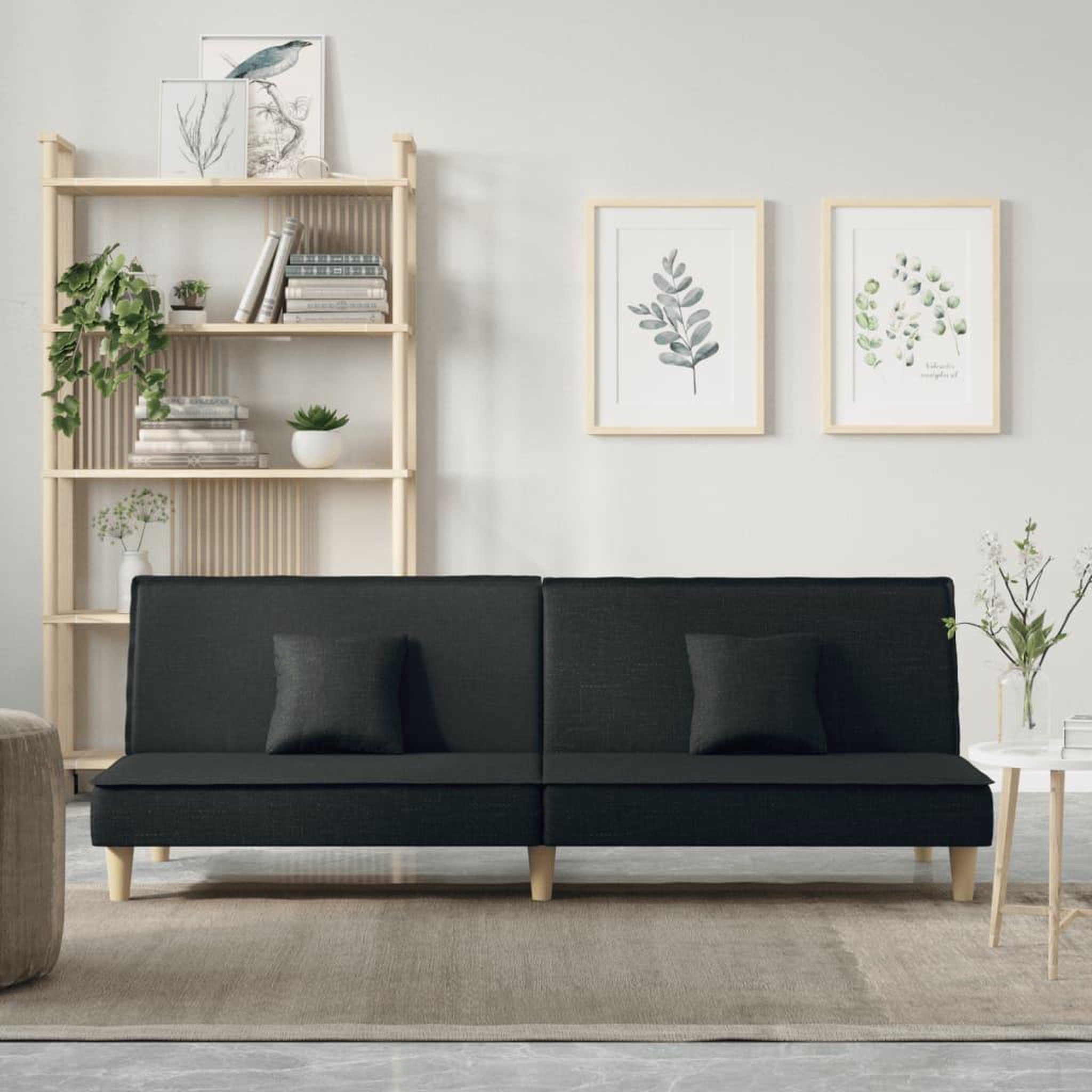 VIDAXL Canape-lit noir tissu