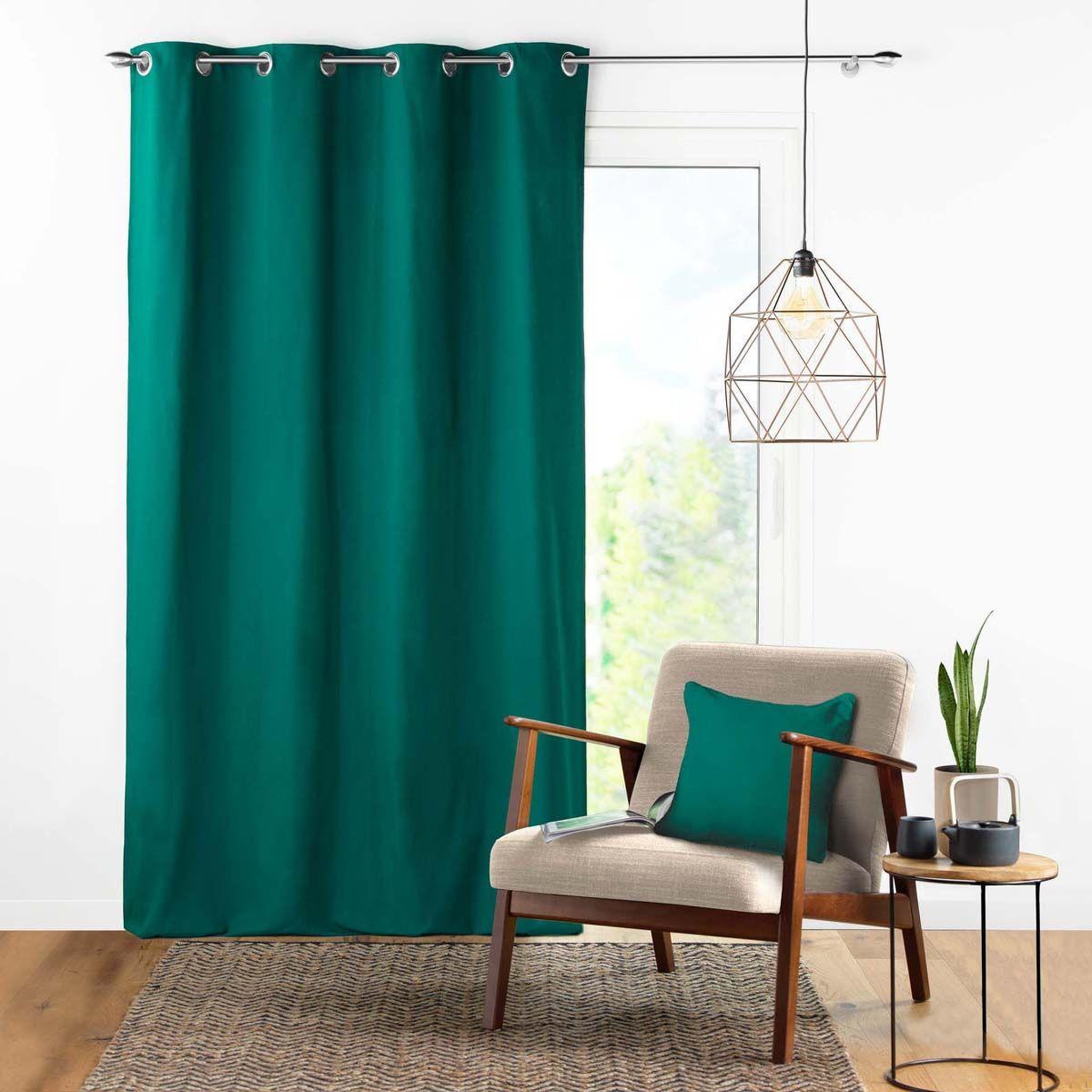 Voir la diapositive 2 : Douceur d'Intérieur Coussin déco  panama  60x60cm vert emeraude