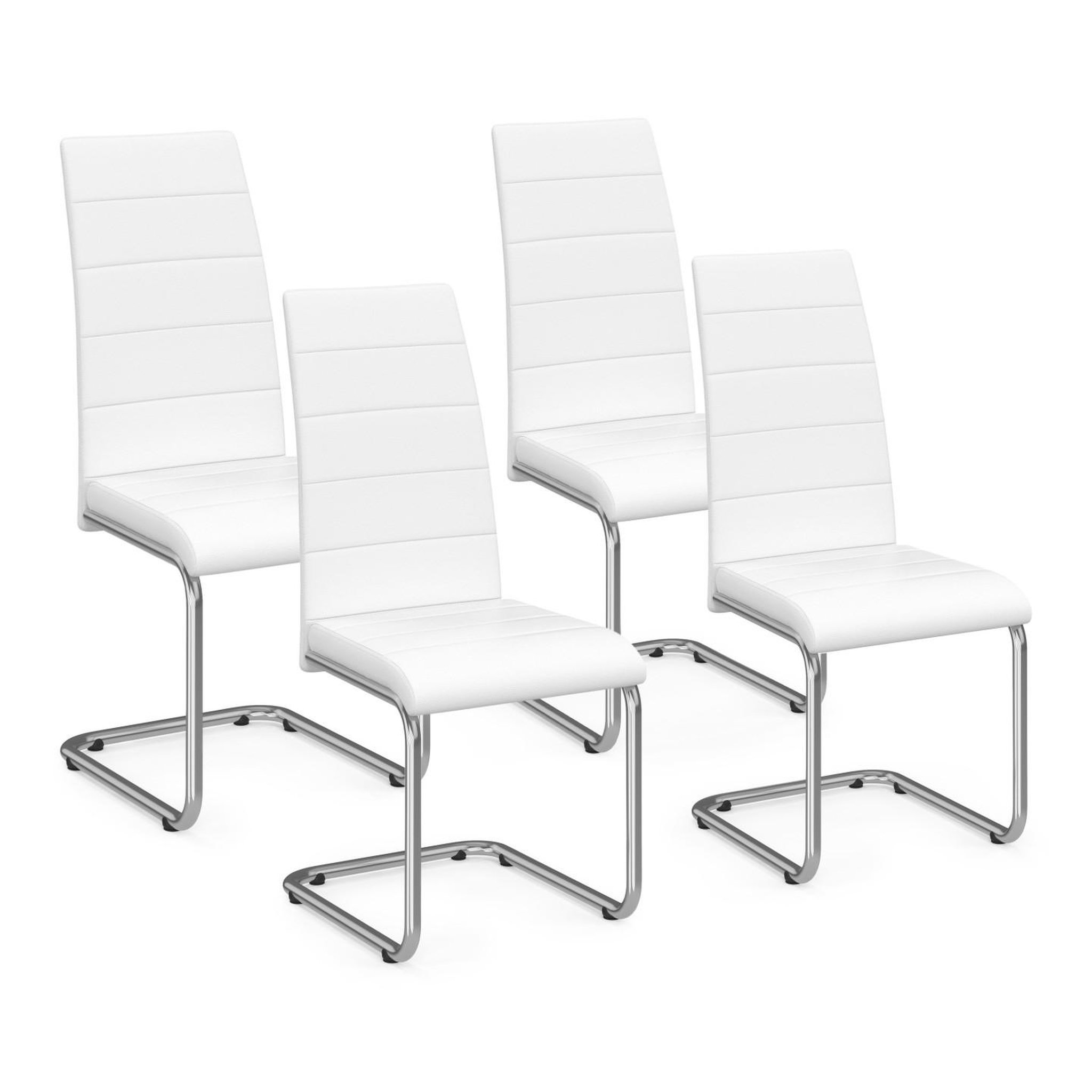 ID MARKET Lot de 4 chaises mia blanches pour salle à manger