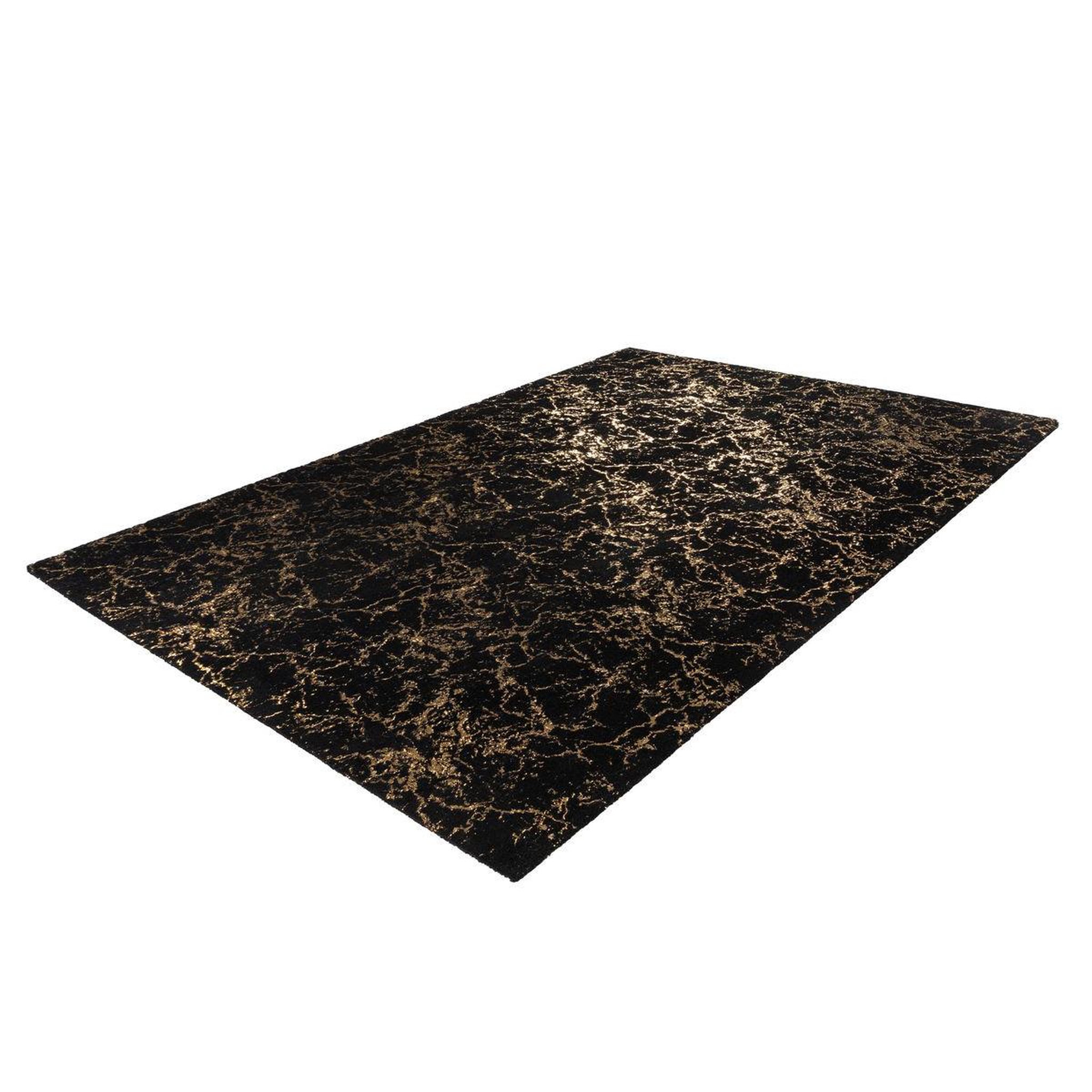 Voir la diapositive 4 : Paris Prix Tapis marbré à poils longs  bijou  noir & or