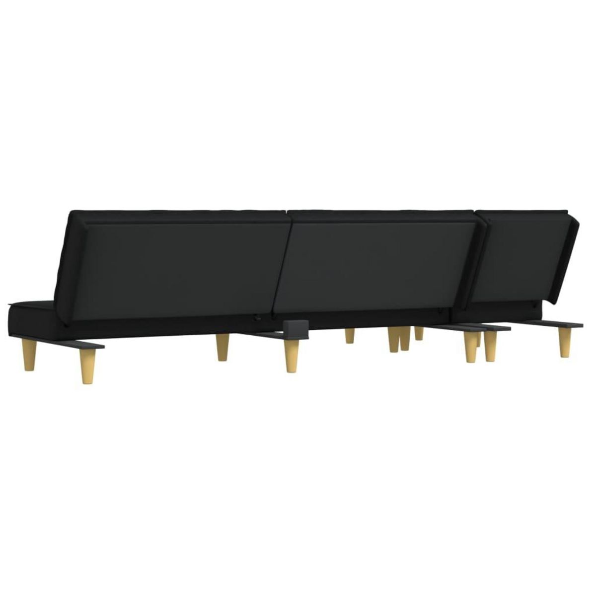 VIDAXL Canape-lit en forme de L noir 255x140x70 cm tissu