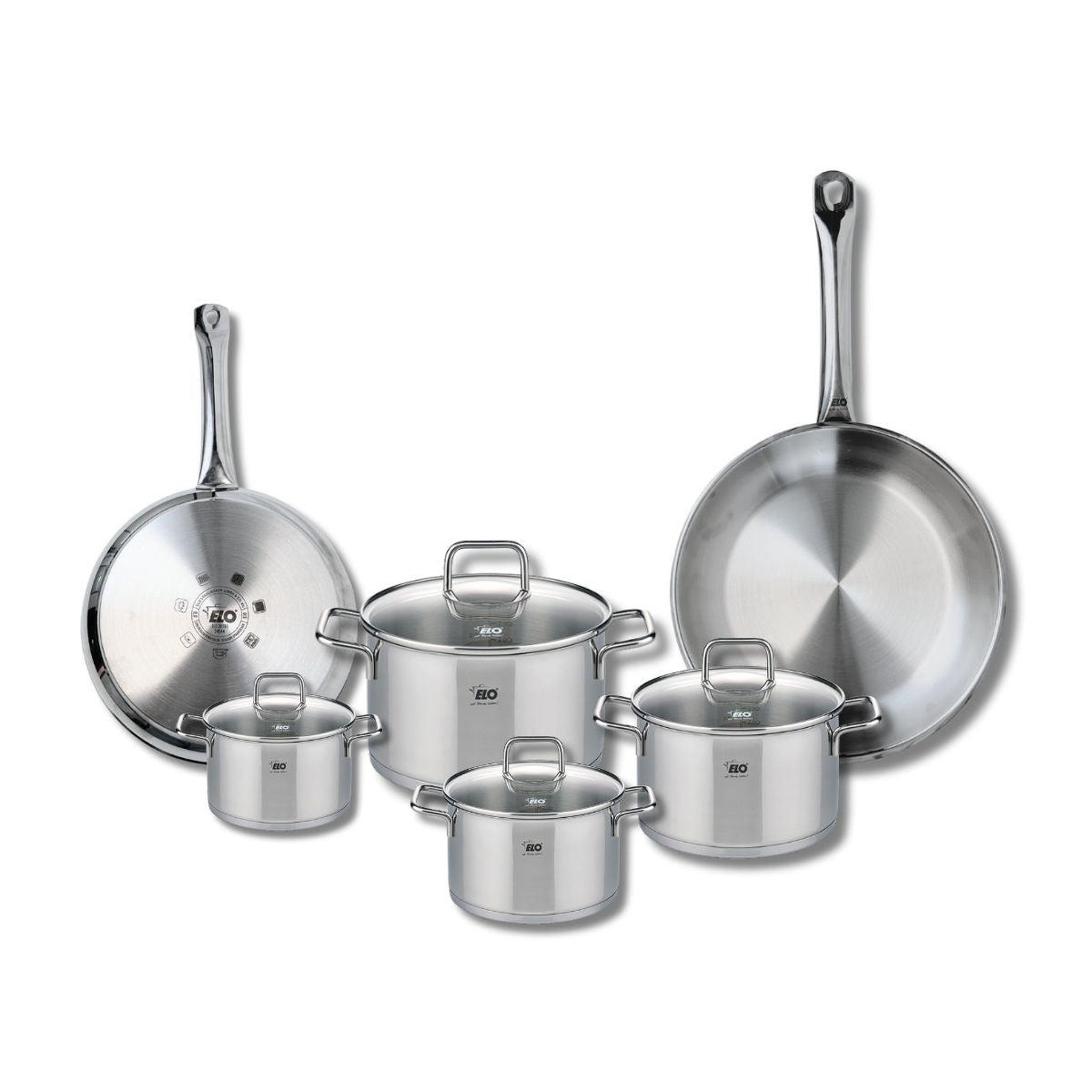ELO Ensemble de 2 poêles de cuisson 24 et 28 cm et 4 faitouts 12, 14, 16 et 20 cm elo profi citrin