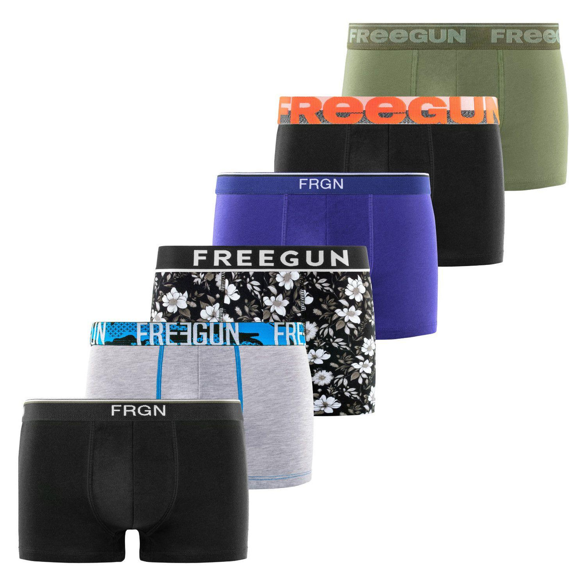 Voir la diapositive 2 : FREEGUN Pack Surprise de 6 Boxers coton homme