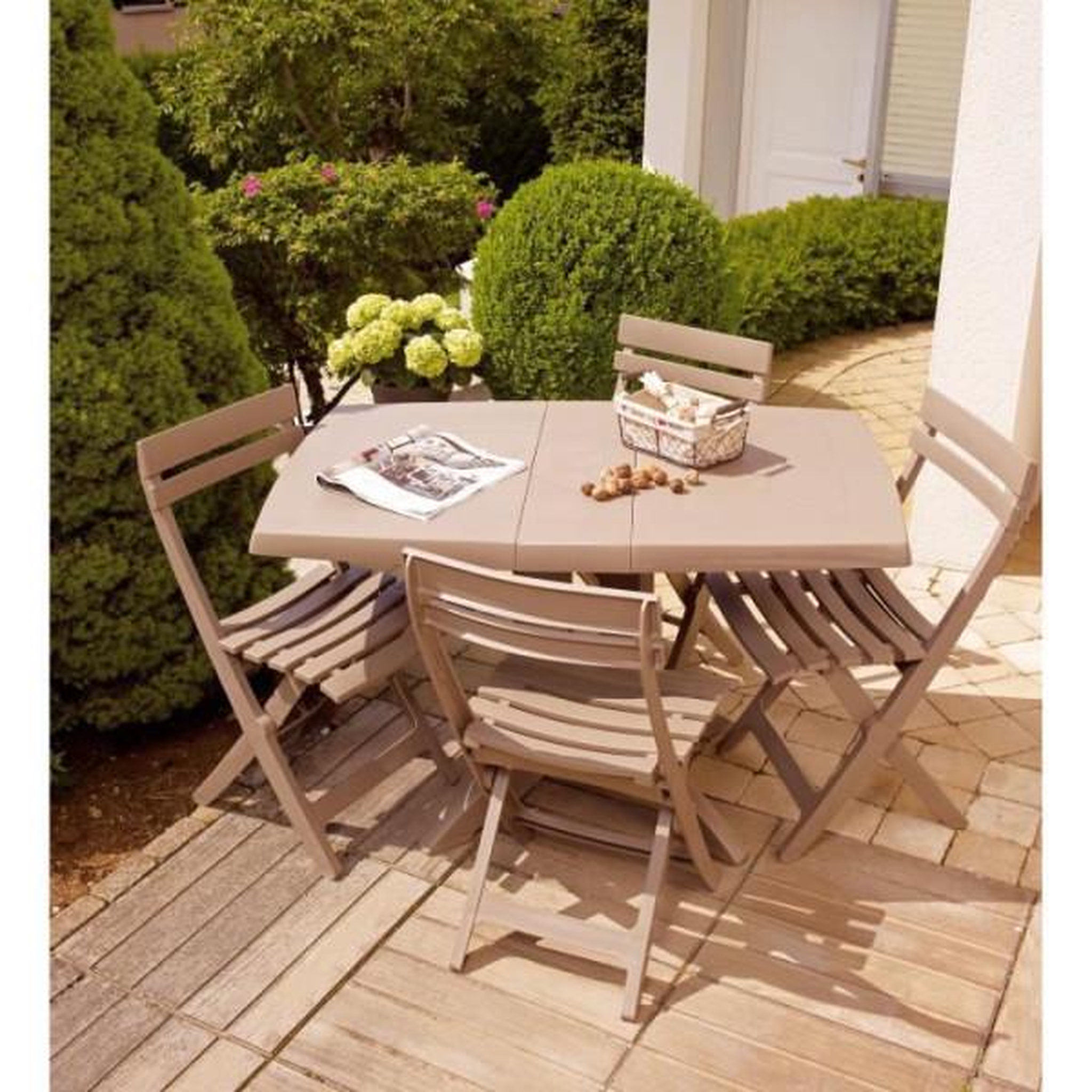 Voir la diapositive 5 : GRILL ME Chaise pliante Miami - GROSFILLEX - Taupe - Résistante aux intempéries et UV