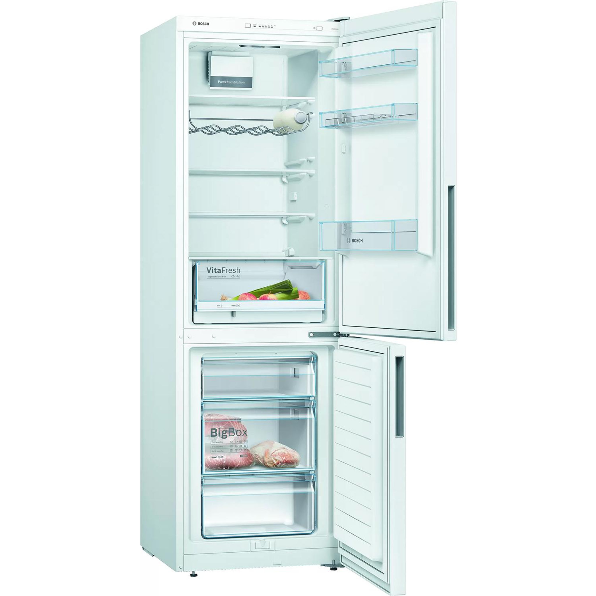 Voir la diapositive 3 : BOSCH Réfrigérateur combiné 60cm 308l brassé blanc - KGV36VWEAS