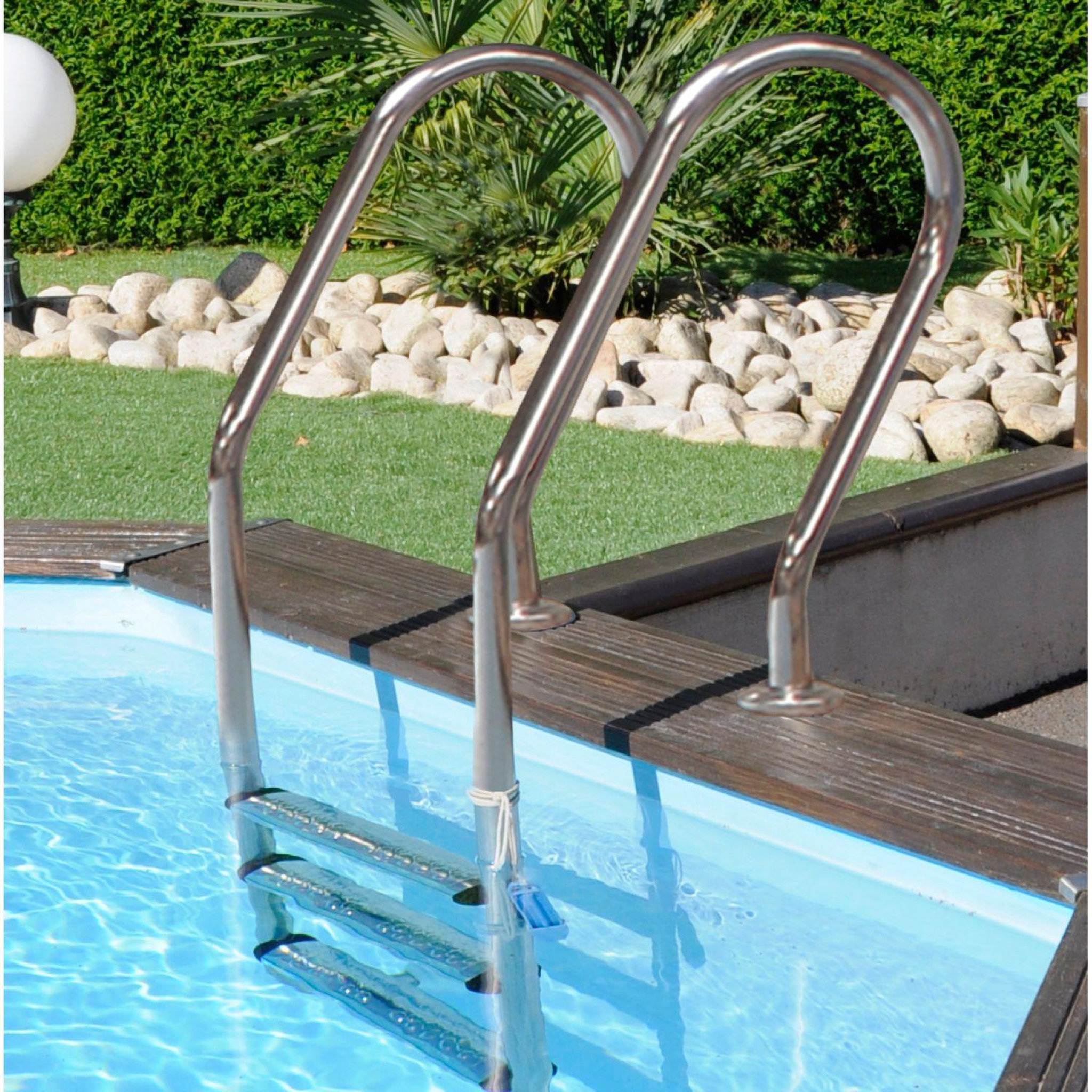 Voir la diapositive 7 : GRE Piscine hors sol bois rectangulaire - 420x270x117cm - MARBELLA 2