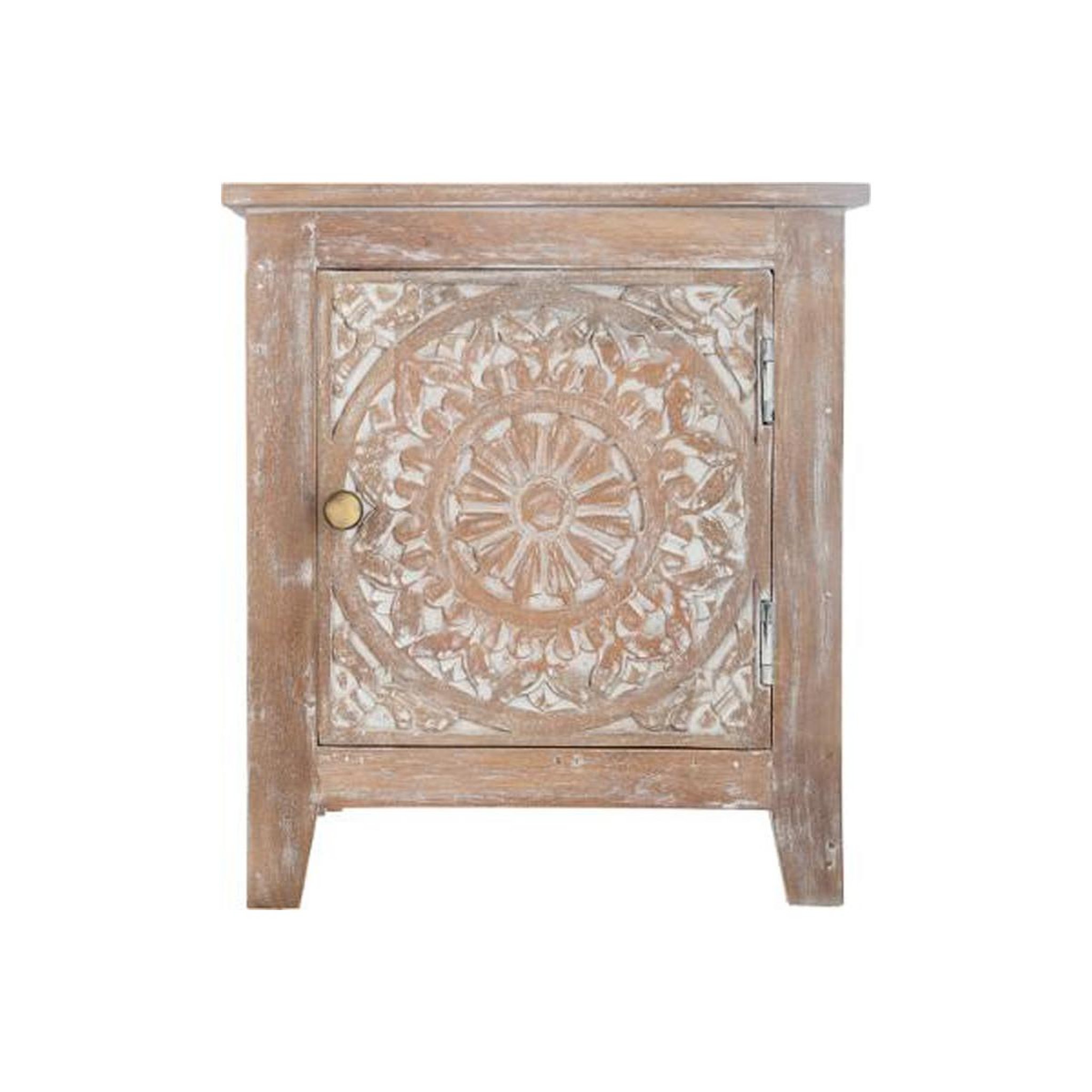Voir la diapositive 2 : ATMOSPHERA Table de chevet 1 porte en bois  shirel  45cm marron